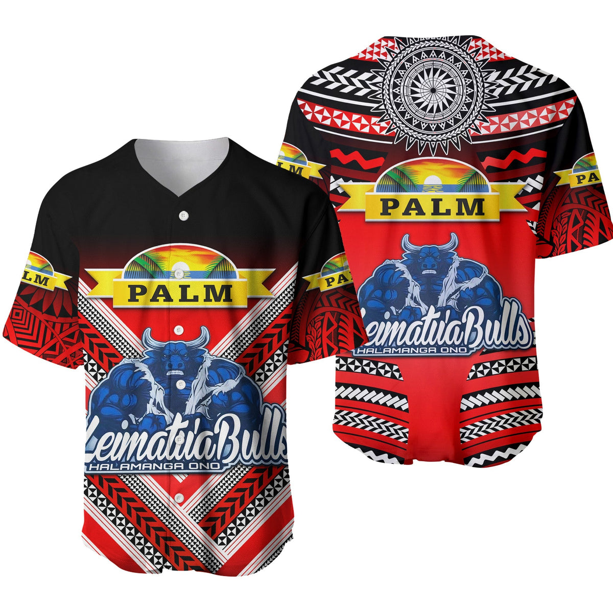 Mate Ma'a Tonga Baseball Jersey Leimatu'a Bulls Creative Style Red LT8 - Wonder Print Shop