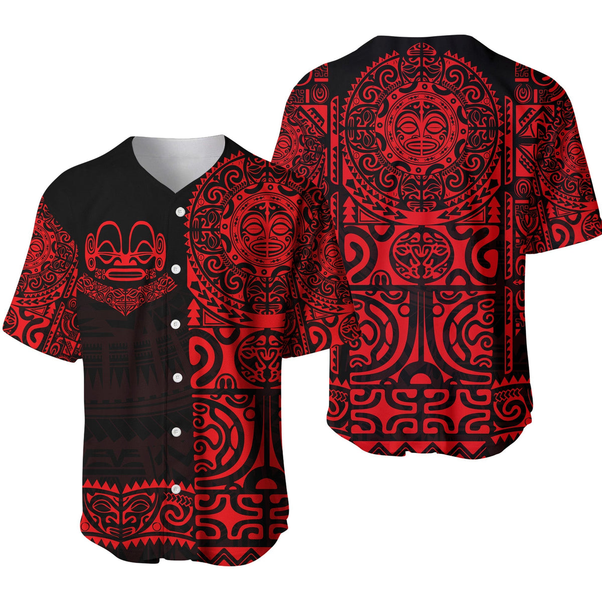 Marquesas Islands Baseball Jersey Marquesan Tattoo Unique Style - Red LT8 - Wonder Print Shop