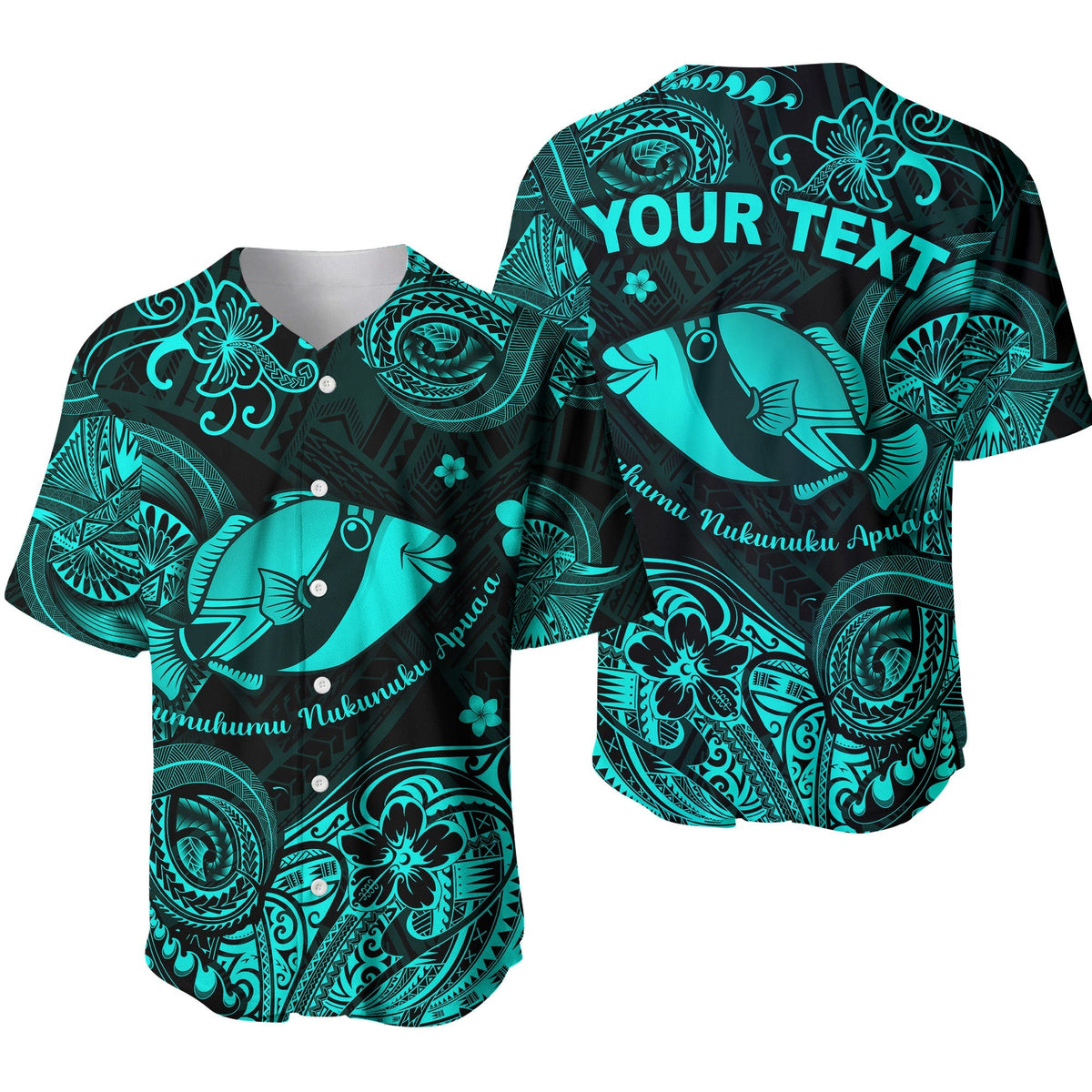(Custom Personalised) Hawaii State Fish: Humuhumu Nukunuku Apua'a Polynesian Baseball Jersey Unique Style - Turquoise LT8 - Wonder Print Shop
