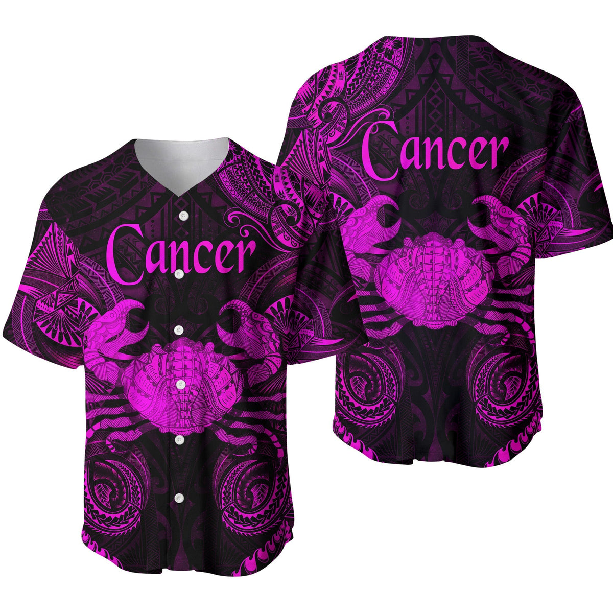 Cancer Zodiac Polynesian Baseball Jersey Unique Style - Pink LT8 - Wonder Print Shop