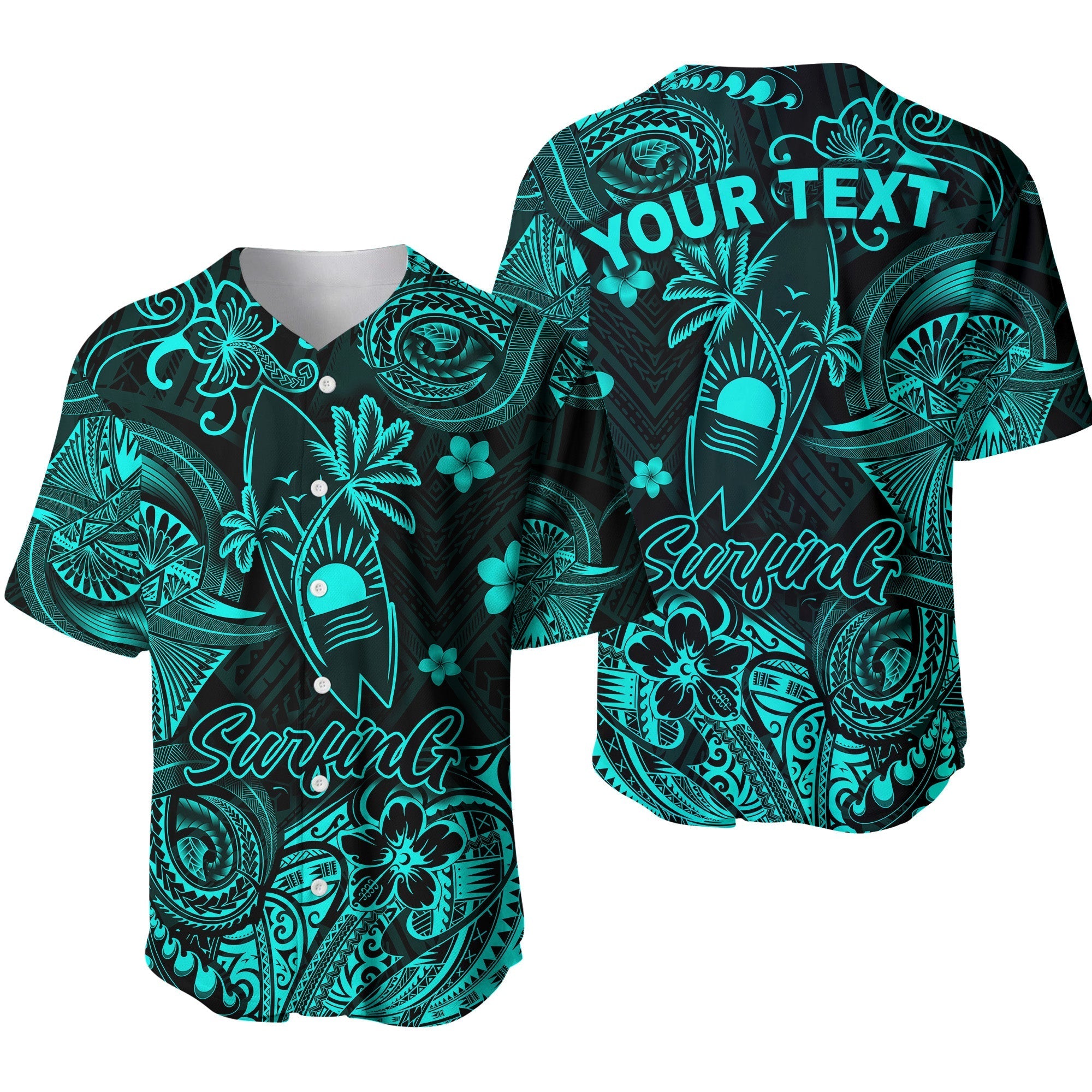 custom-personalised-hawaii-surfing-polynesian-baseball-jersey-unique-style-turquoise