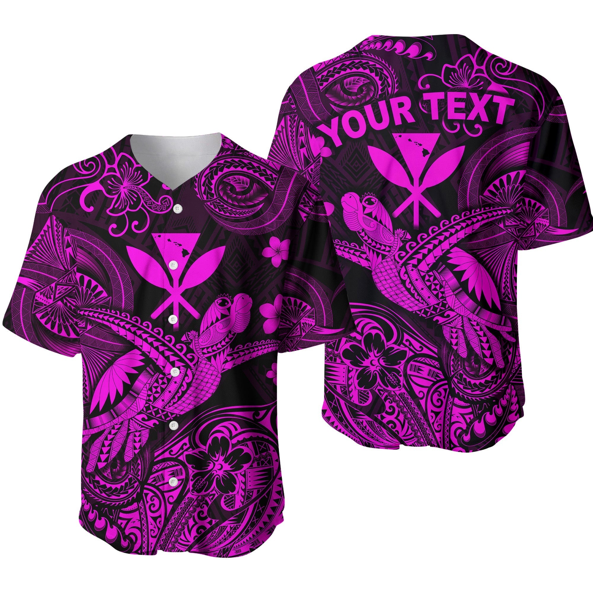 (Custom Personalised) Hawaii Turtle Map Polynesian Baseball Jersey Kanaka Maoli Unique Style - Pink LT8 - Wonder Print Shop
