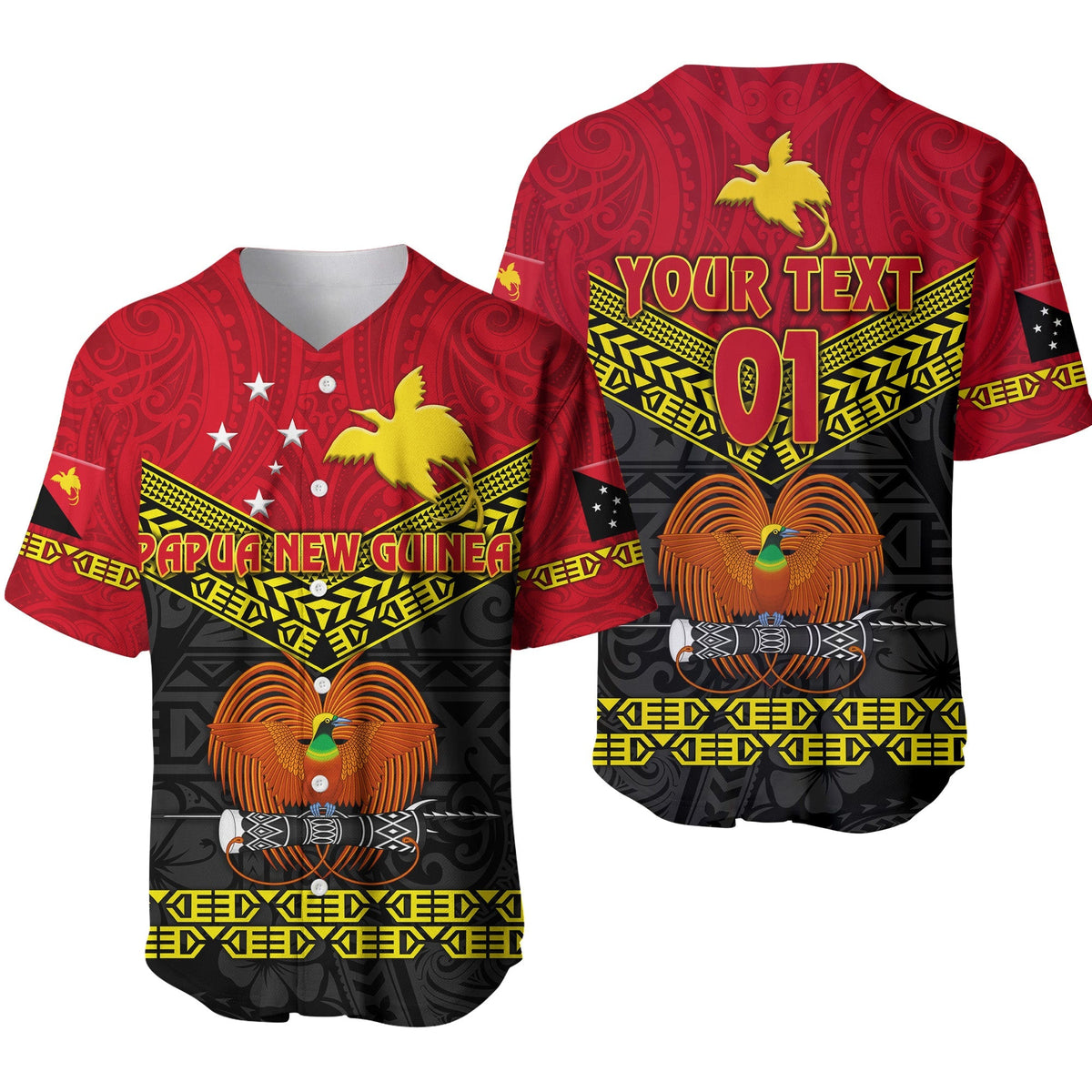 (Custom Personalised) Papua New Guinea Kumuls Baseball Jersey Simple Style - Black Vibes LT8 - Wonder Print Shop