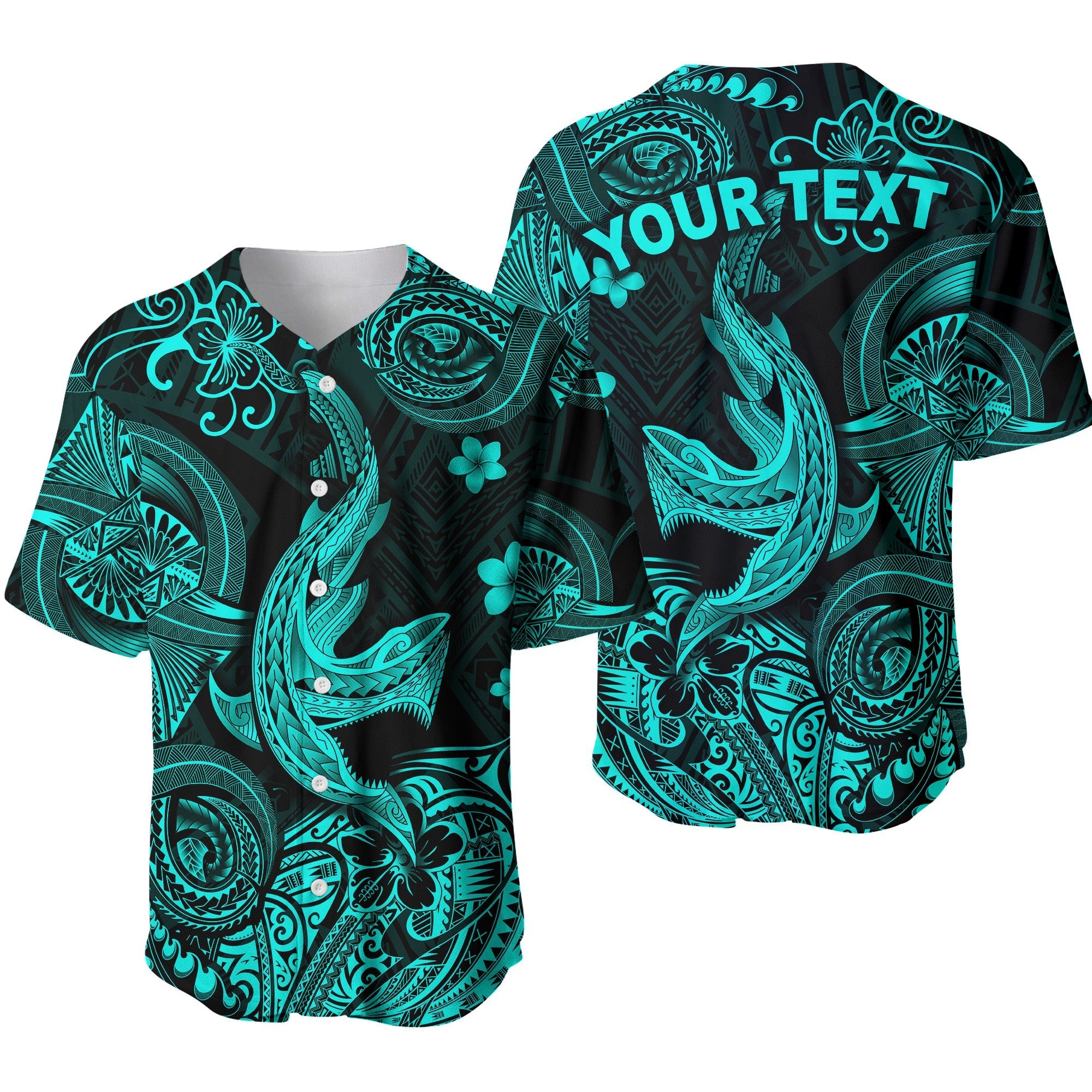 custom-personalised-hawaii-angry-shark-polynesian-baseball-jersey-unique-style-turquoise