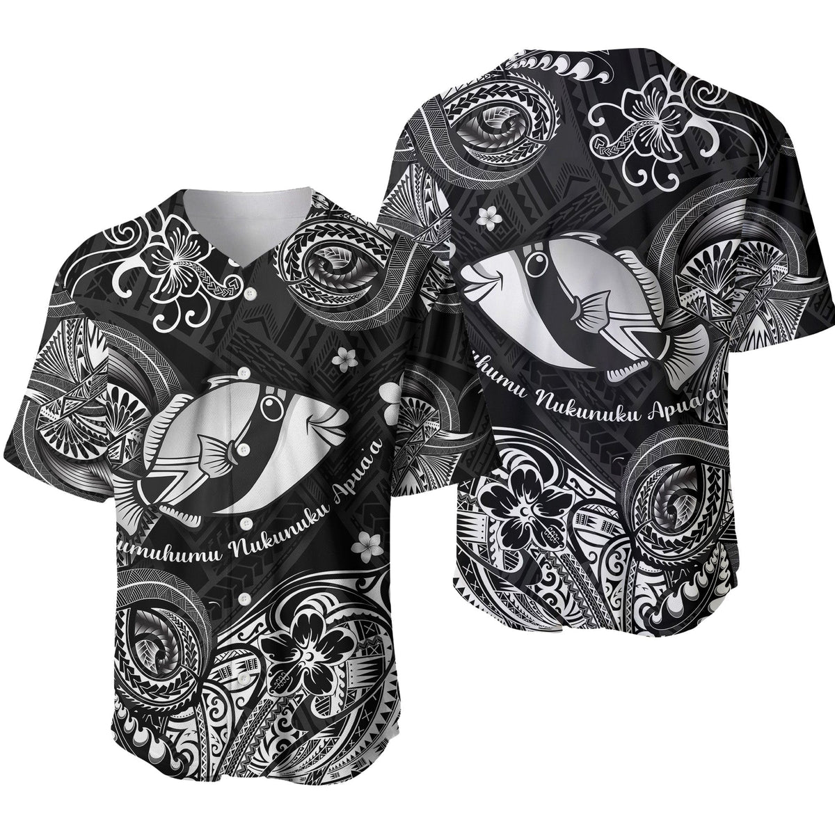 Hawaii State Fish: Humuhumu Nukunuku Apua'a Polynesian Baseball Jersey Unique Style - Black LT8 - Wonder Print Shop