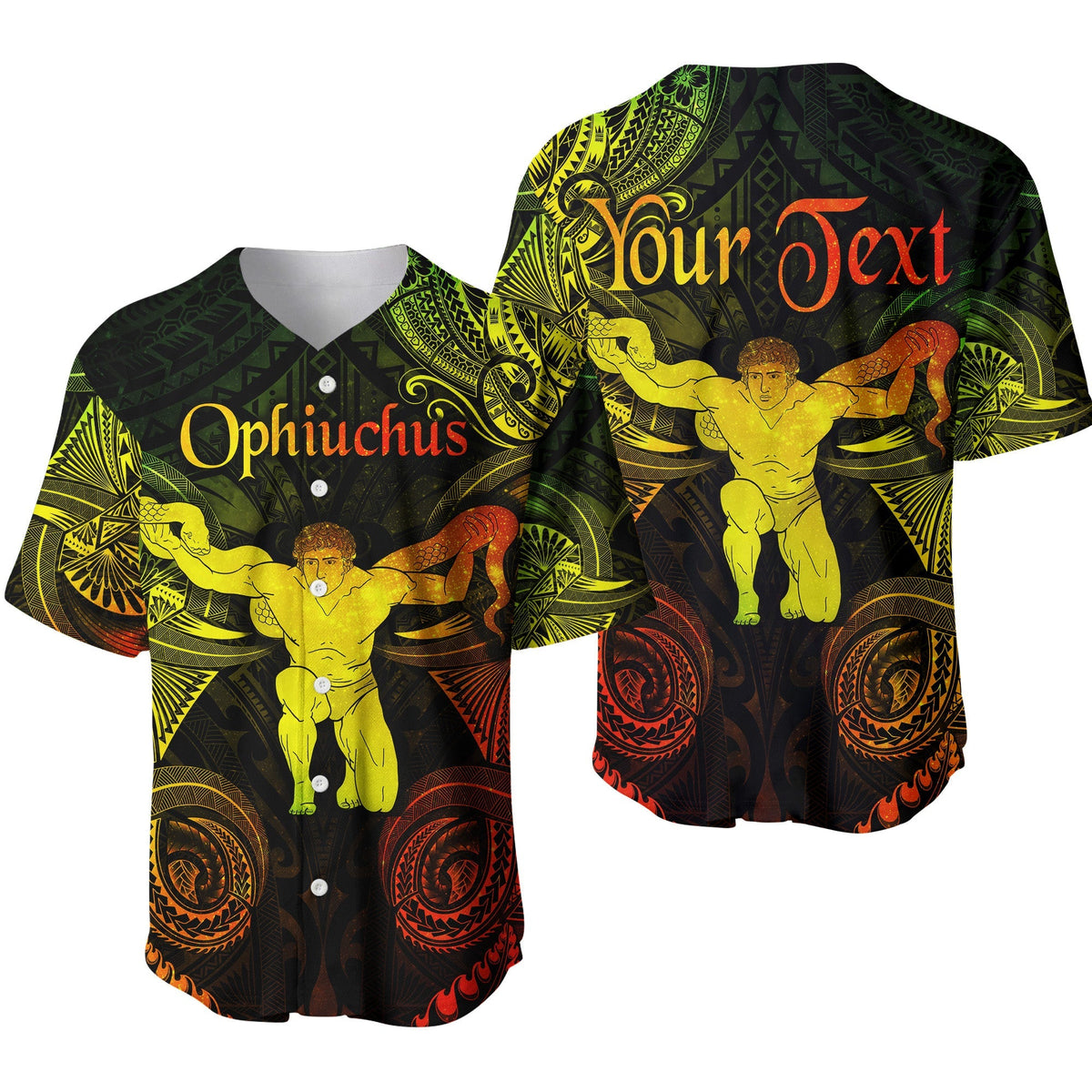 (Custom Personalised) Ophiuchus Zodiac Polynesian Baseball Jersey Unique Style - Reggae LT8 - Wonder Print Shop