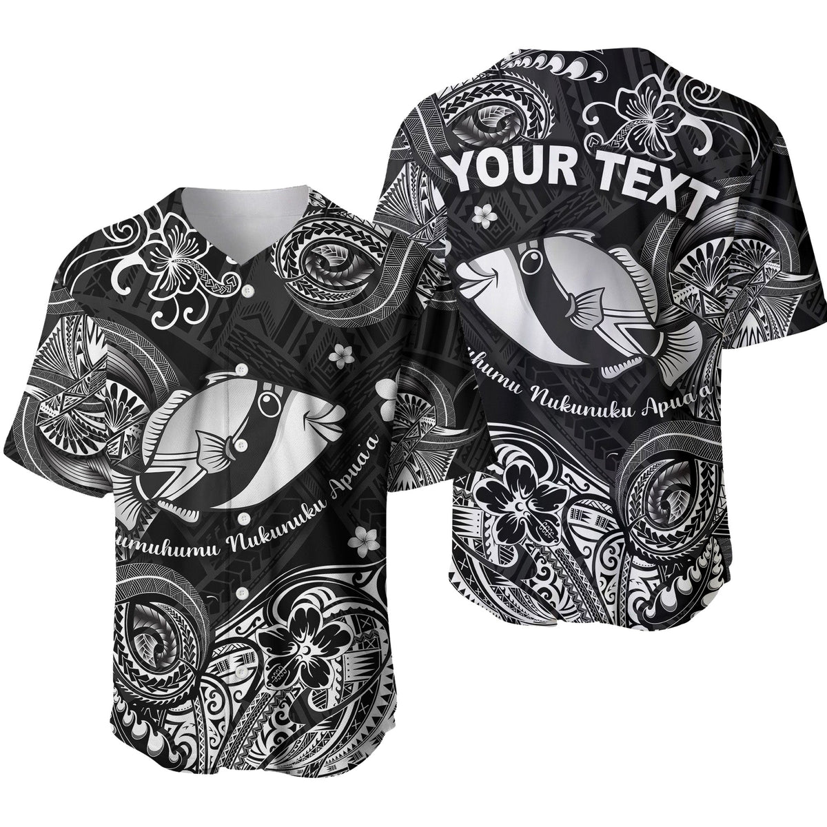 (Custom Personalised) Hawaii State Fish: Humuhumu Nukunuku Apua'a Polynesian Baseball Jersey Unique Style - Black LT8 - Wonder Print Shop