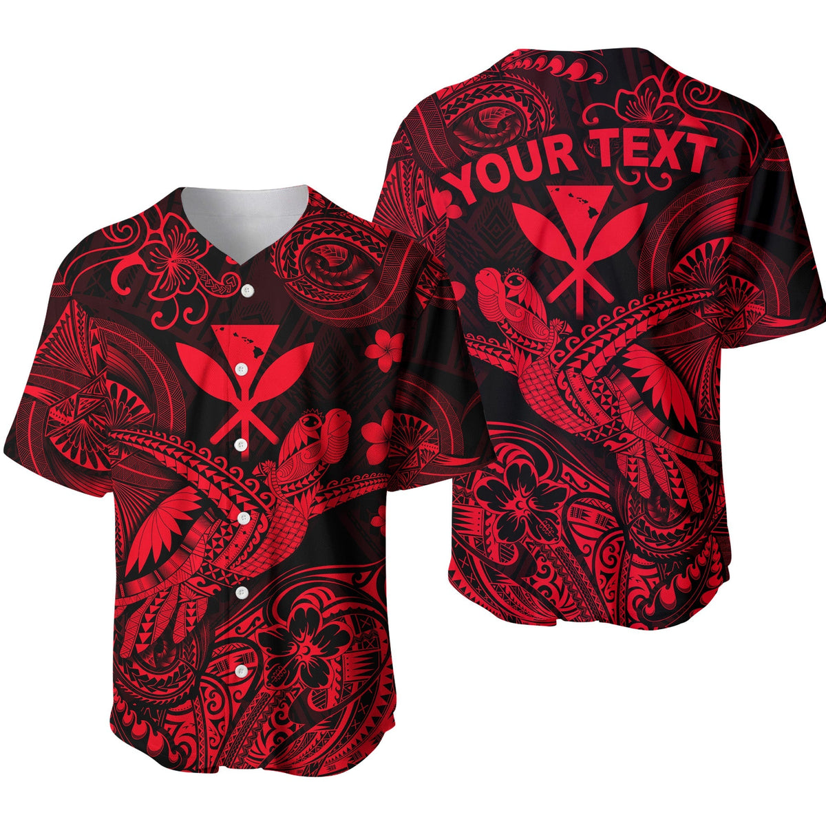 (Custom Personalised) Hawaii Turtle Map Polynesian Baseball Jersey Kanaka Maoli Unique Style - Red LT8 - Wonder Print Shop