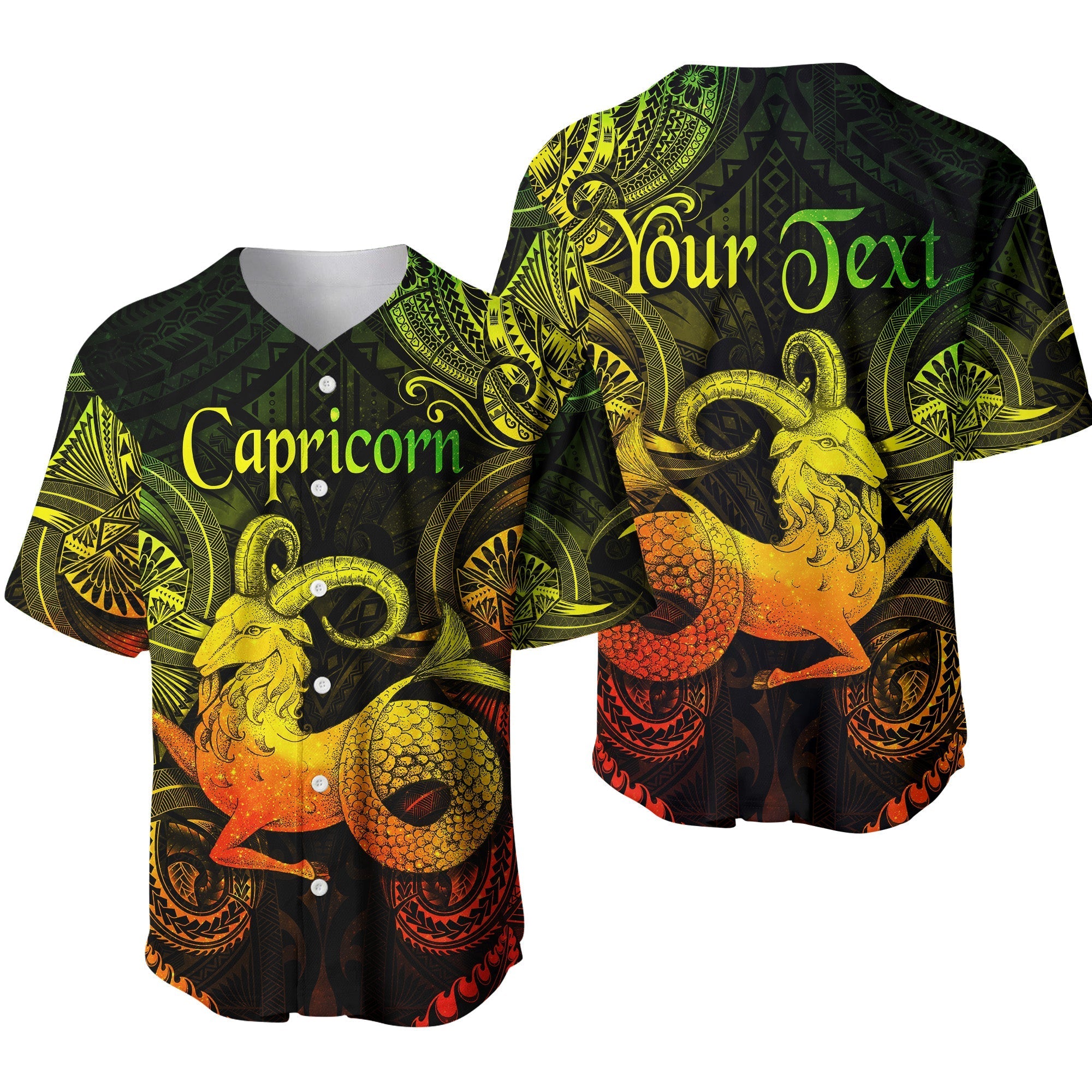 (Custom Personalised) Capricorn Zodiac Polynesian Baseball Jersey Unique Style - Reggae LT8 - Wonder Print Shop