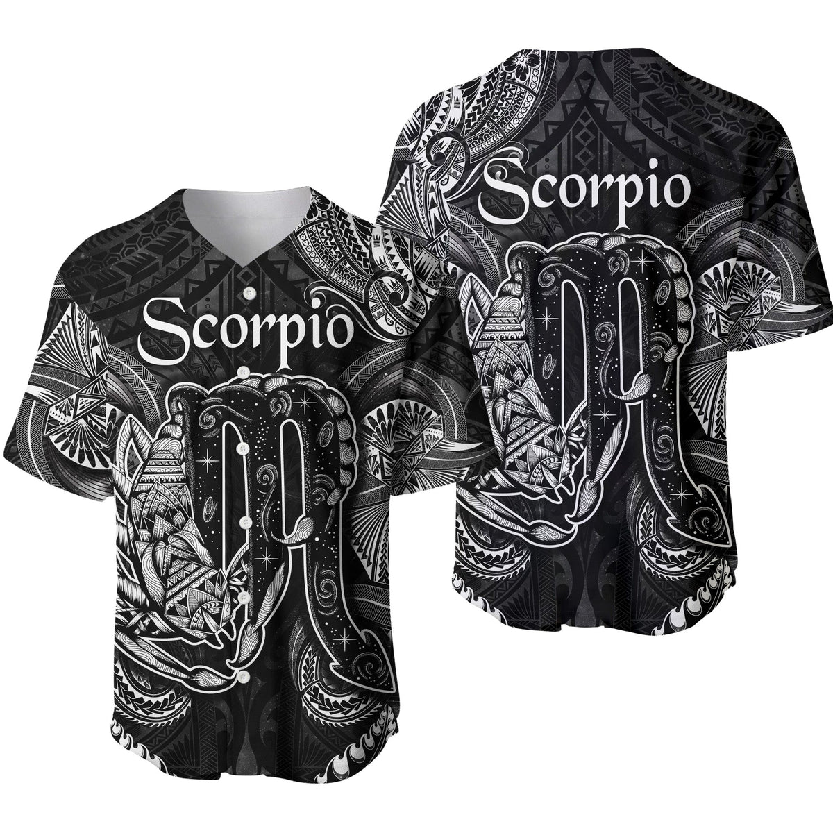 Scorpio Zodiac Polynesian Baseball Jersey Unique Style Black LT8 - Wonder Print Shop