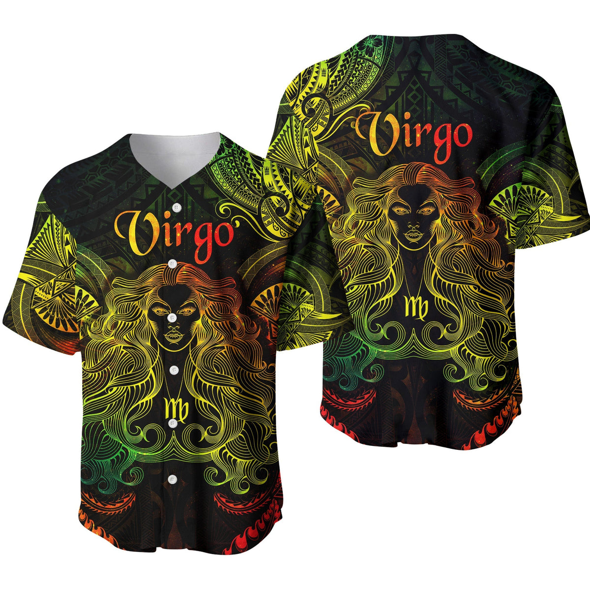 Virgo Zodiac Polynesian Baseball Jersey Unique Style - Reggae LT8 - Wonder Print Shop