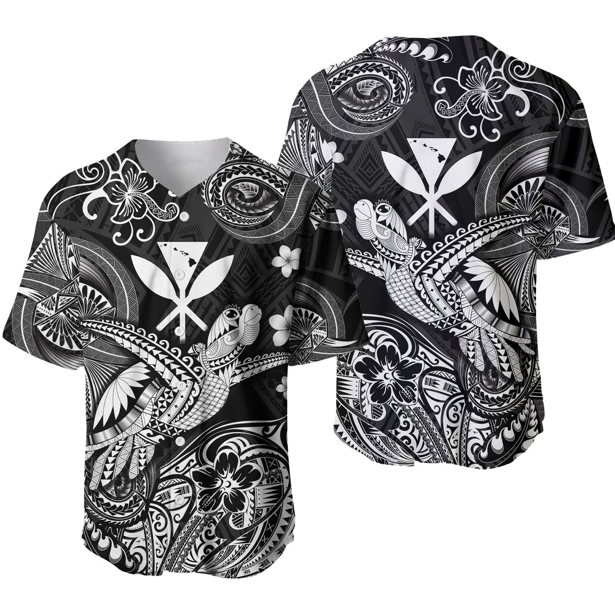 Hawaii Turtle Map Polynesian Baseball Jersey Kanaka Maoli Unique Style - Black LT8 - Wonder Print Shop