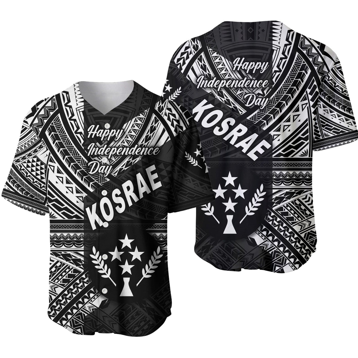 FSM Kosrae Baseball Jersey Happy Independence Day Original Vibes - Black LT8 - Wonder Print Shop