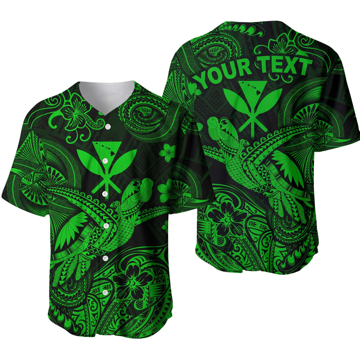 (Custom Personalised) Hawaii Turtle Map Polynesian Baseball Jersey Kanaka Maoli Unique Style - Green LT8 - Wonder Print Shop