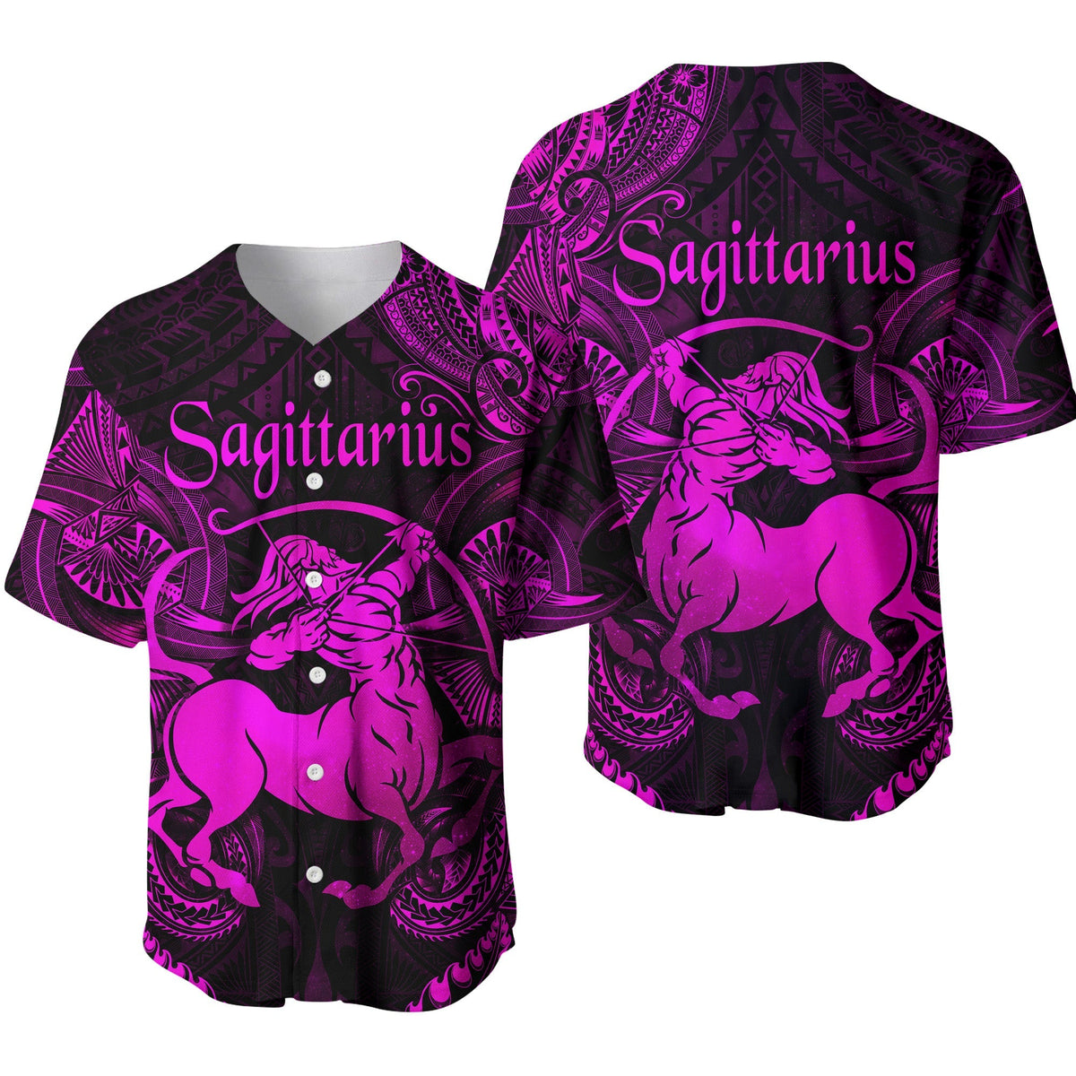 Sagittarius Zodiac Polynesian Baseball Jersey Unique Style Pink LT8 - Wonder Print Shop