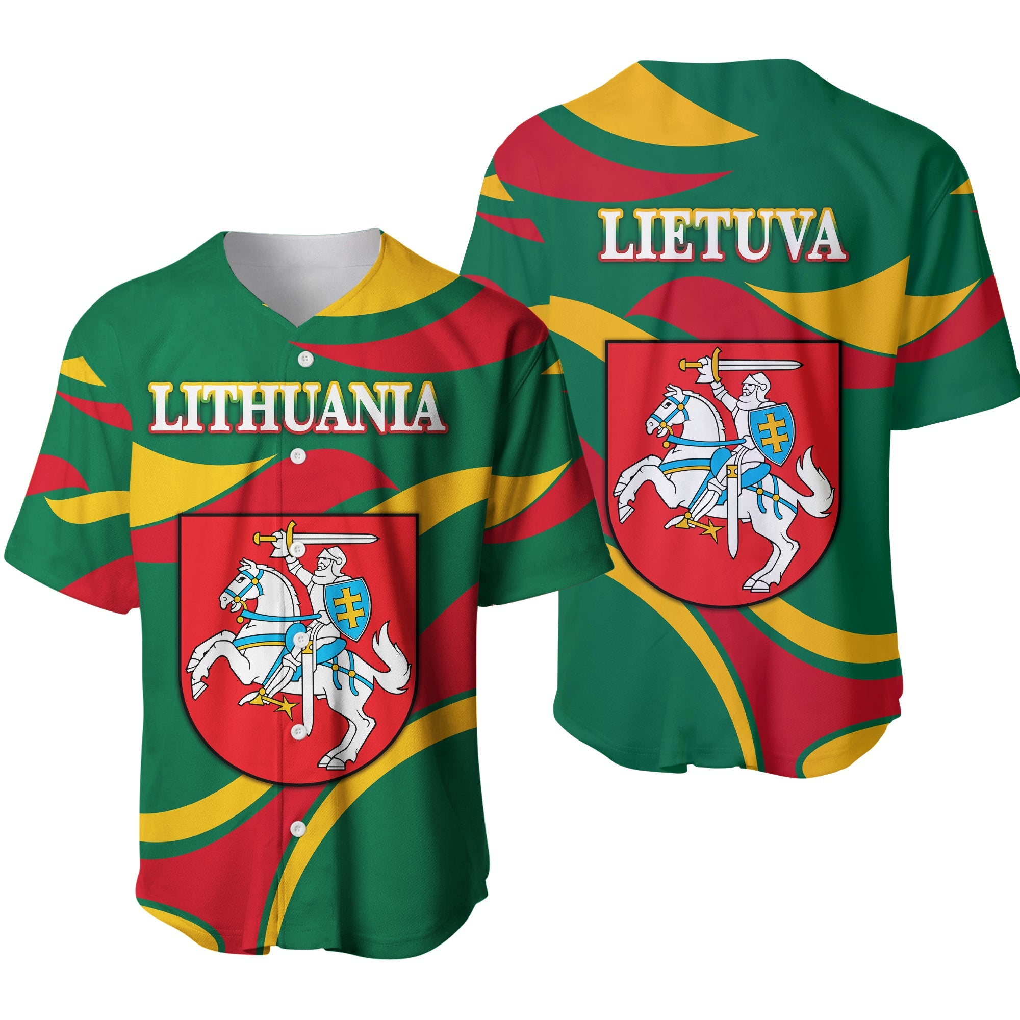 Lithuania Baseball Jersey Coat Of Arms Lietuva Sporty Style LT8 - Wonder Print Shop