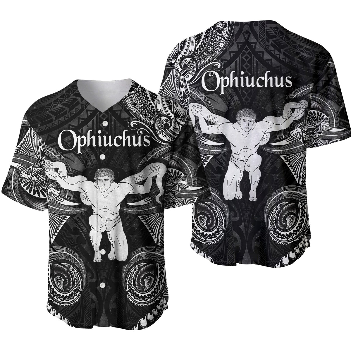 Ophiuchus Zodiac Polynesian Baseball Jersey Unique Style Black LT8 - Wonder Print Shop