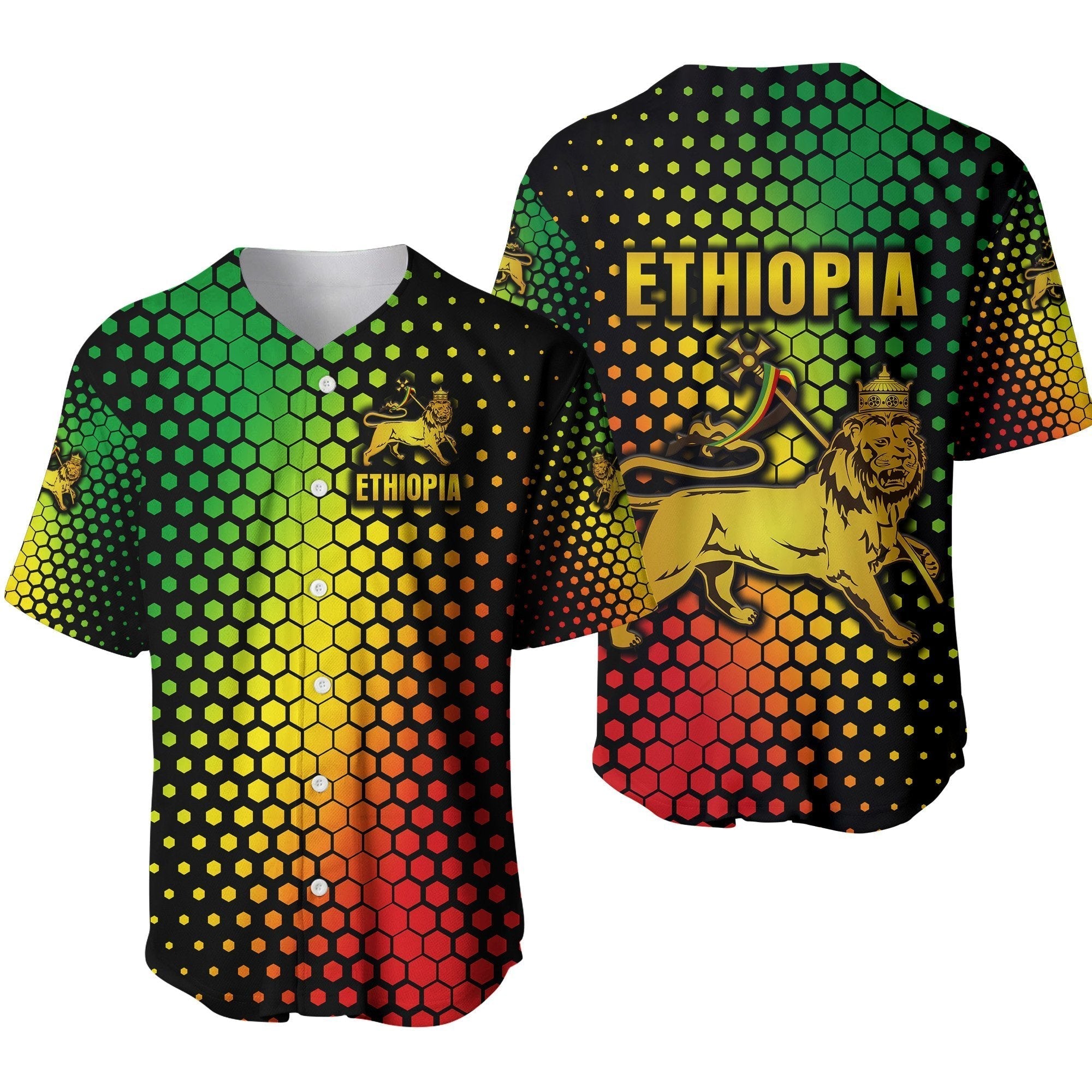 Ethiopia Lion Of Judah Baseball Jersey Original Vibes LT8 - Wonder Print Shop