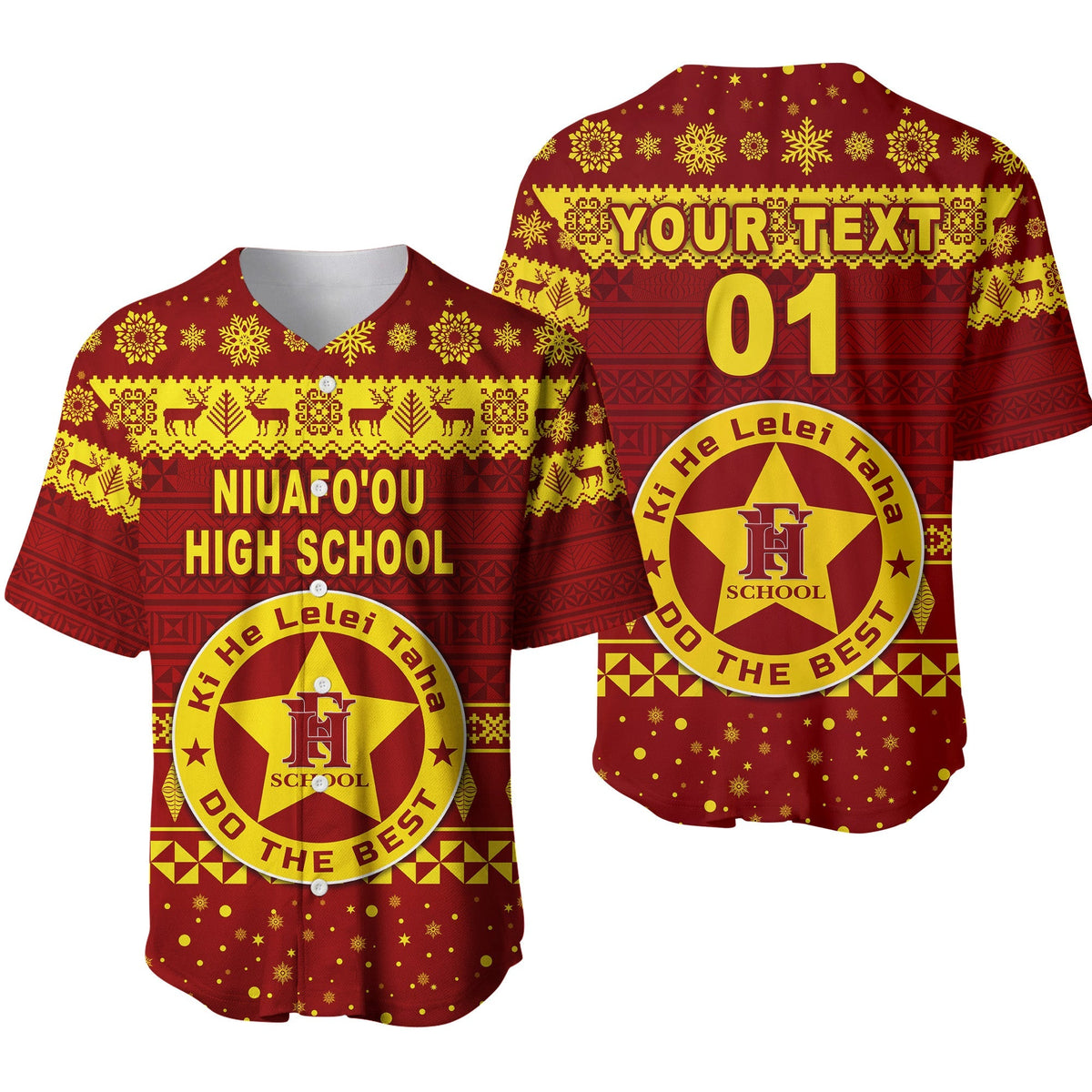 (Custom Personalised) Niuafo'ou High School Christmas Baseball Jersey Simple Style LT8 - Wonder Print Shop