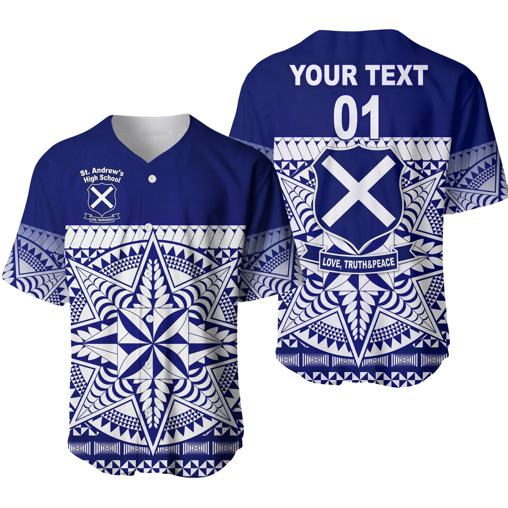 (Custom Personalised) St. Andrew's High School Baseball Jersey Simplified Version LT8 - Wonder Print Shop