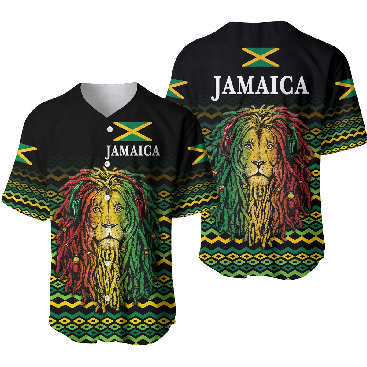 Jamaica Baseball Jersey Unique Rastafarian Lion - Flag Vibes LT8 - Wonder Print Shop