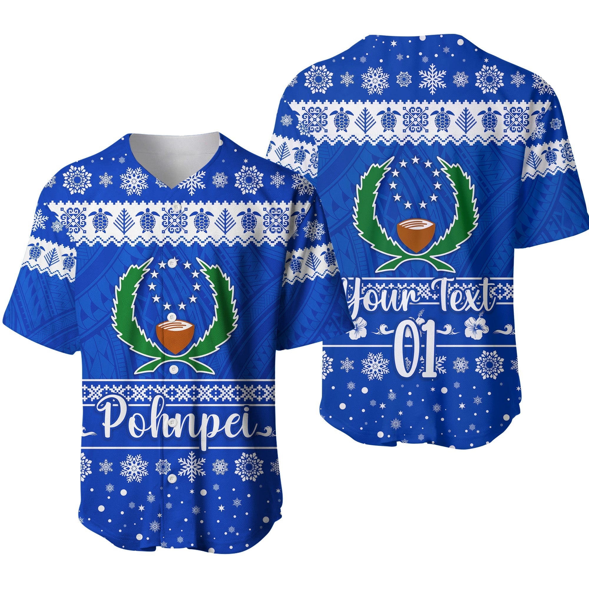 (Custom Personalised) FSM Pohnpei Christmas Baseball Jersey Simple Style LT8 - Wonder Print Shop