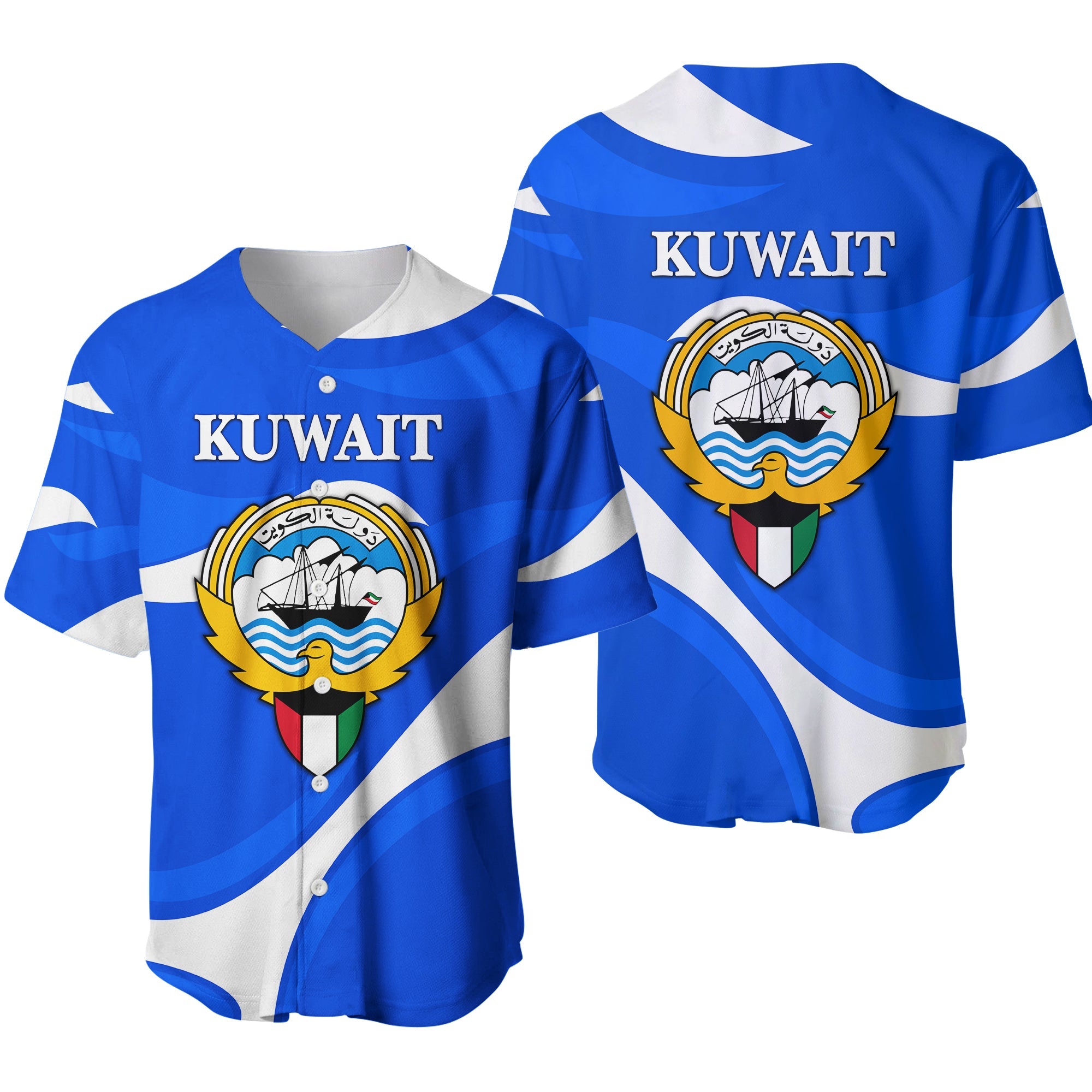 Kuwait Baseball Jersey Sporty Style - Blue LT8 - Wonder Print Shop
