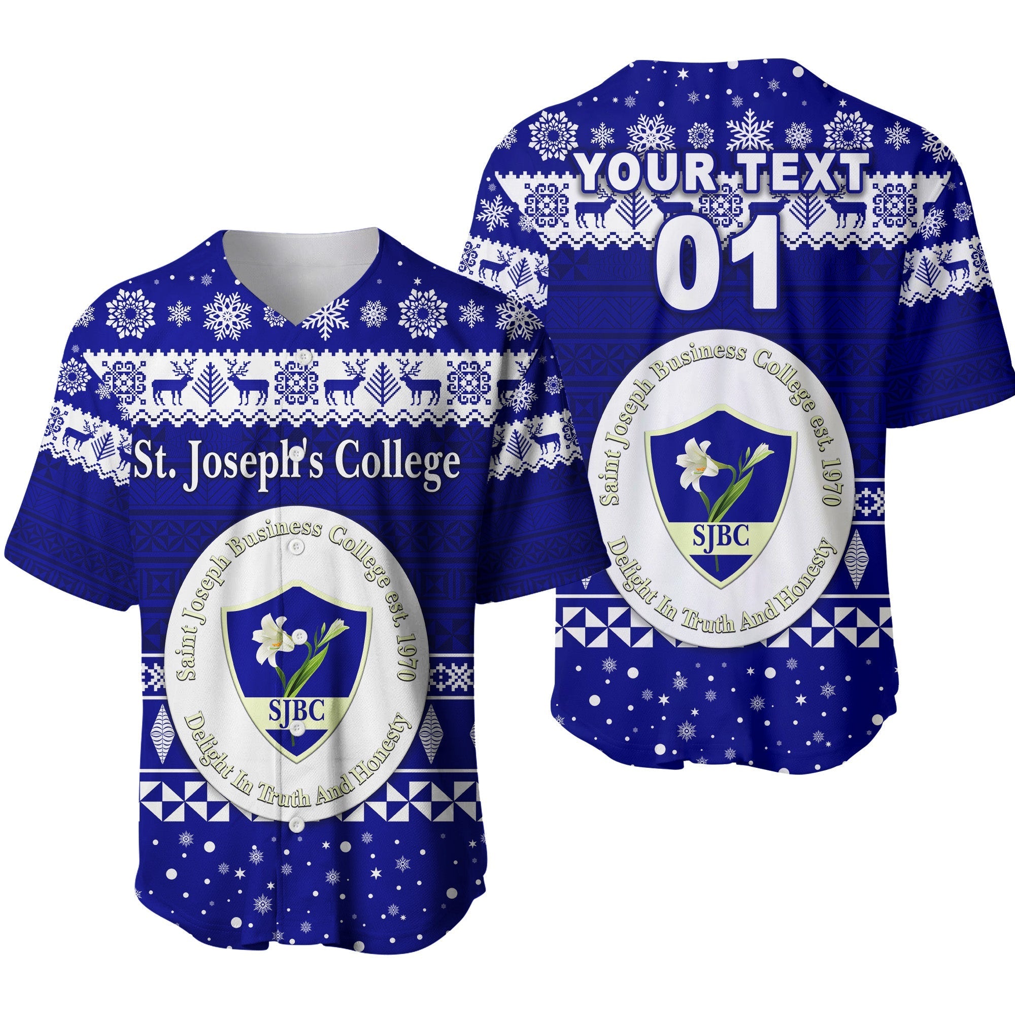 (Custom Personalised) St. Joseph's College Christmas Baseball Jersey Simple Style LT8 - Wonder Print Shop