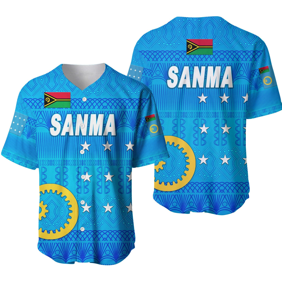 Sanma Province Baseball Jersey Vanuatu Pattern Traditional Style LT8 - Wonder Print Shop