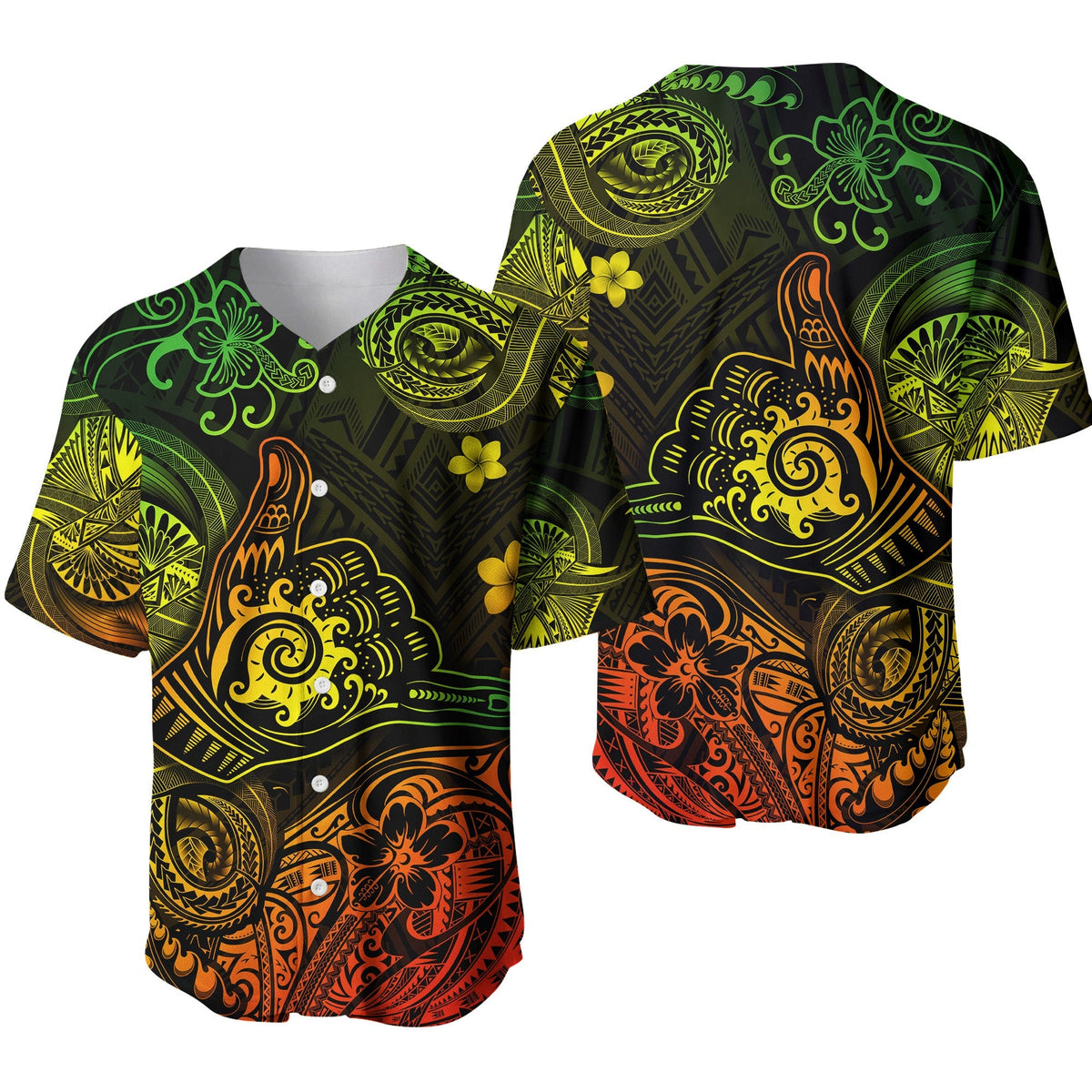 Hawaii Shaka Polynesian Baseball Jersey Unique Style - Reggae LT8 - Wonder Print Shop