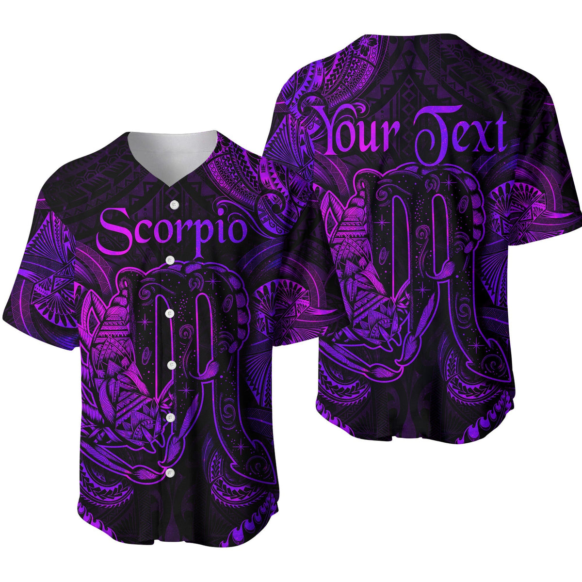 (Custom Personalised) Scorpio Zodiac Polynesian Baseball Jersey Unique Style - Purple LT8 - Wonder Print Shop
