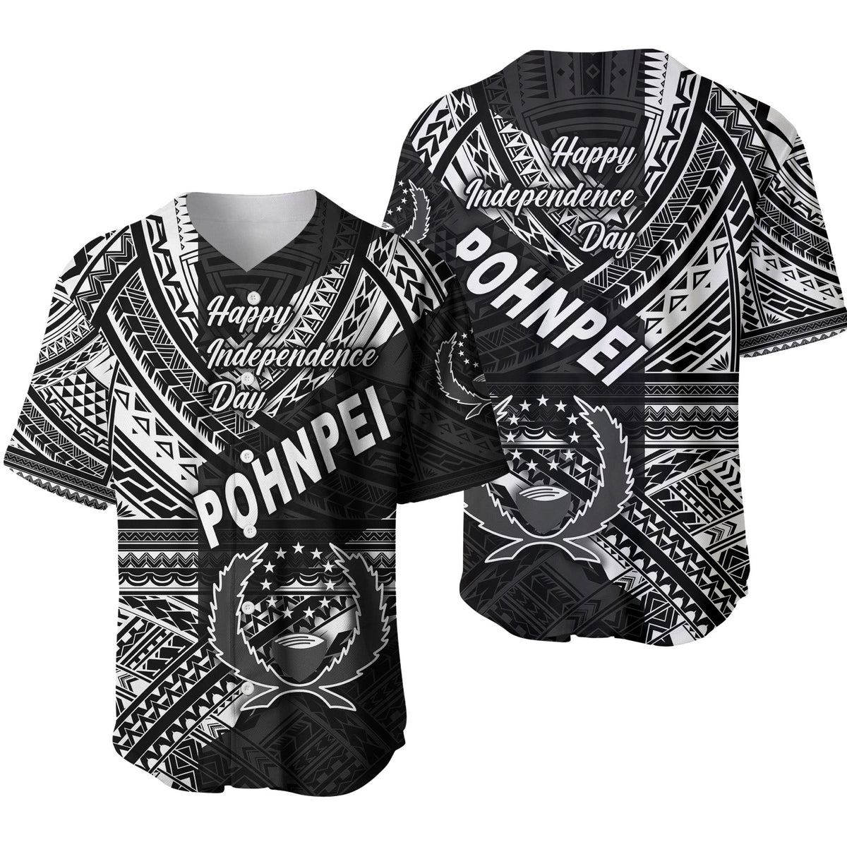 FSM Pohnpei Baseball Jersey Happy Independence Day Original Vibes - Black LT8 - Wonder Print Shop