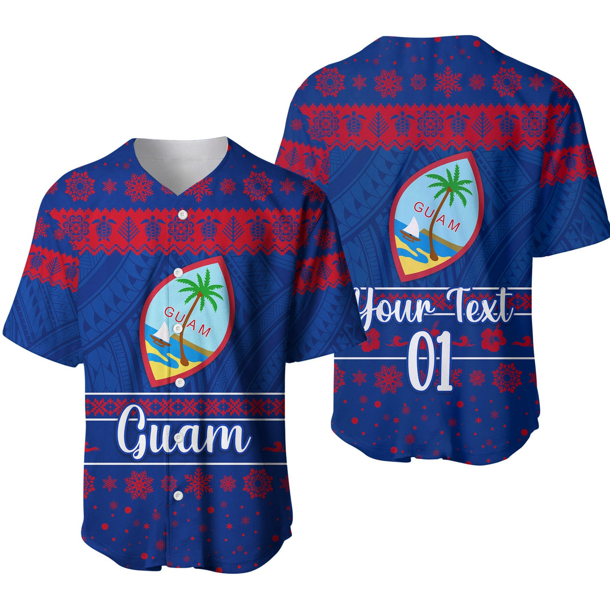 (Custom Personalised) Guam Christmas Baseball Jersey Simple Style LT8 - Wonder Print Shop