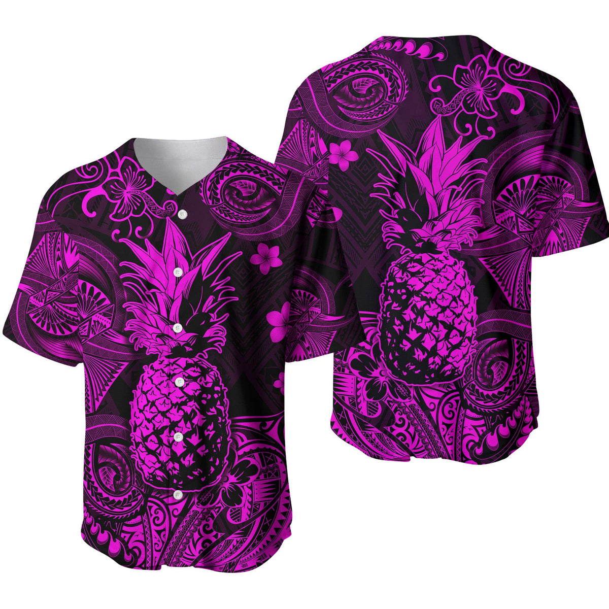 Hawaii Pineapple Polynesian Baseball Jersey Unique Style - Pink LT8 - Wonder Print Shop