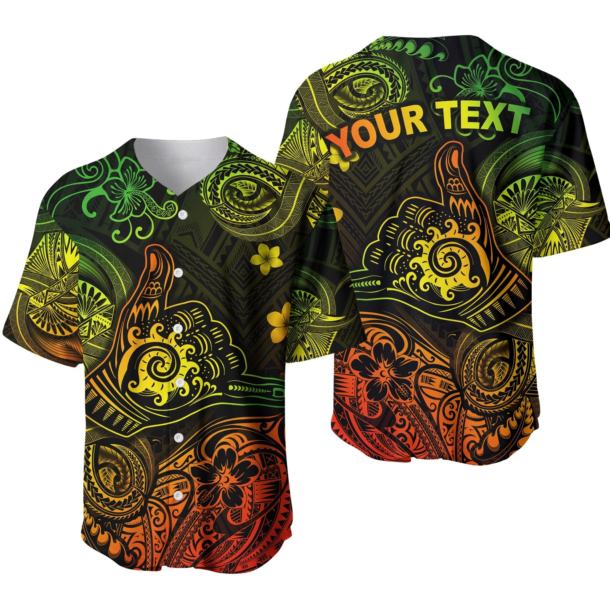 (Custom Personalised) Hawaii Shaka Polynesian Baseball Jersey Unique Style - Reggae LT8 - Wonder Print Shop