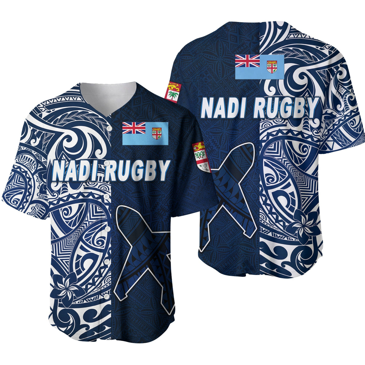 Fiji Nadi Rugby Union Baseball Jersey Tapa Vibes LT8 - Wonder Print Shop