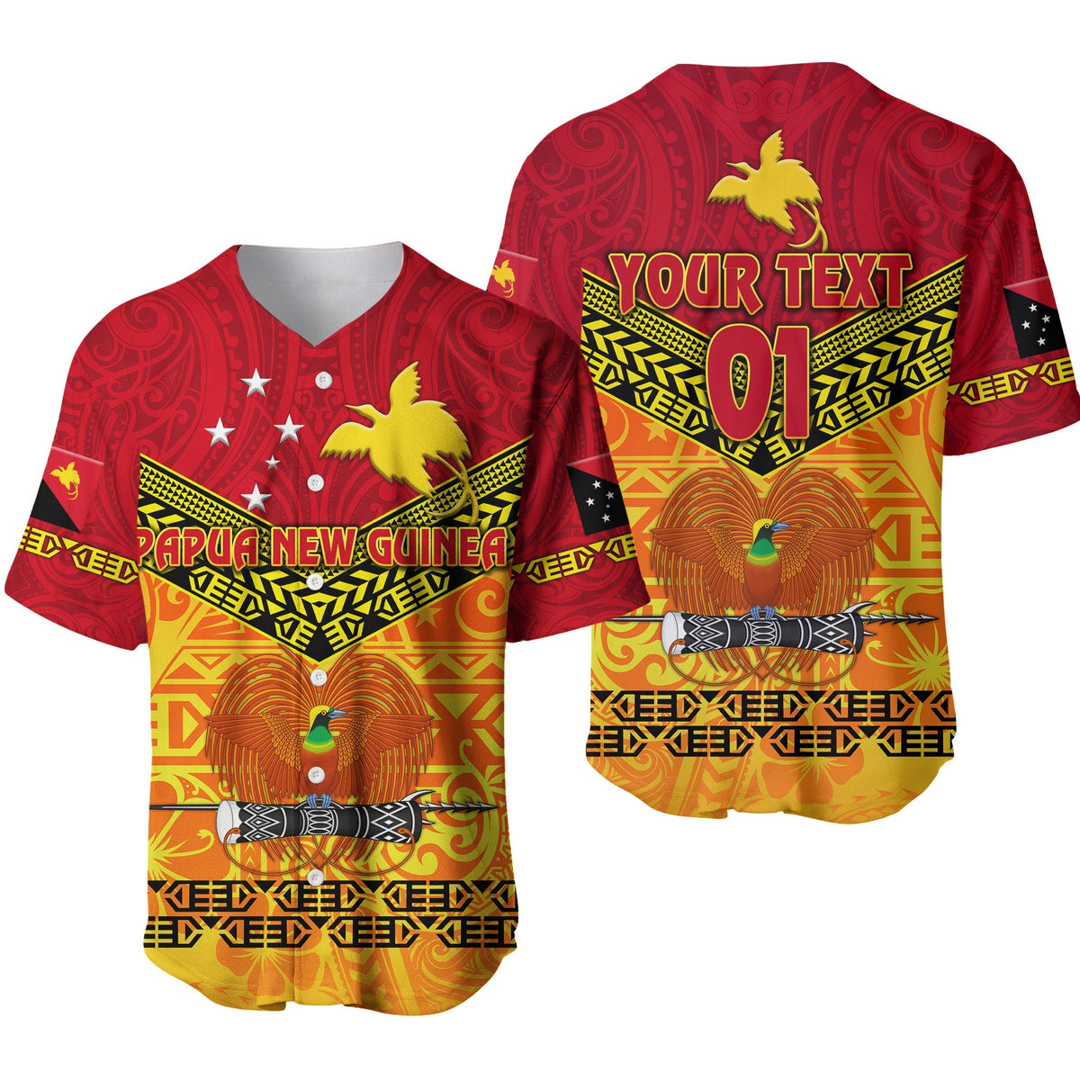 (Custom Personalised) Papua New Guinea Kumuls Baseball Jersey Simple Style - Red Vibes LT8 - Wonder Print Shop