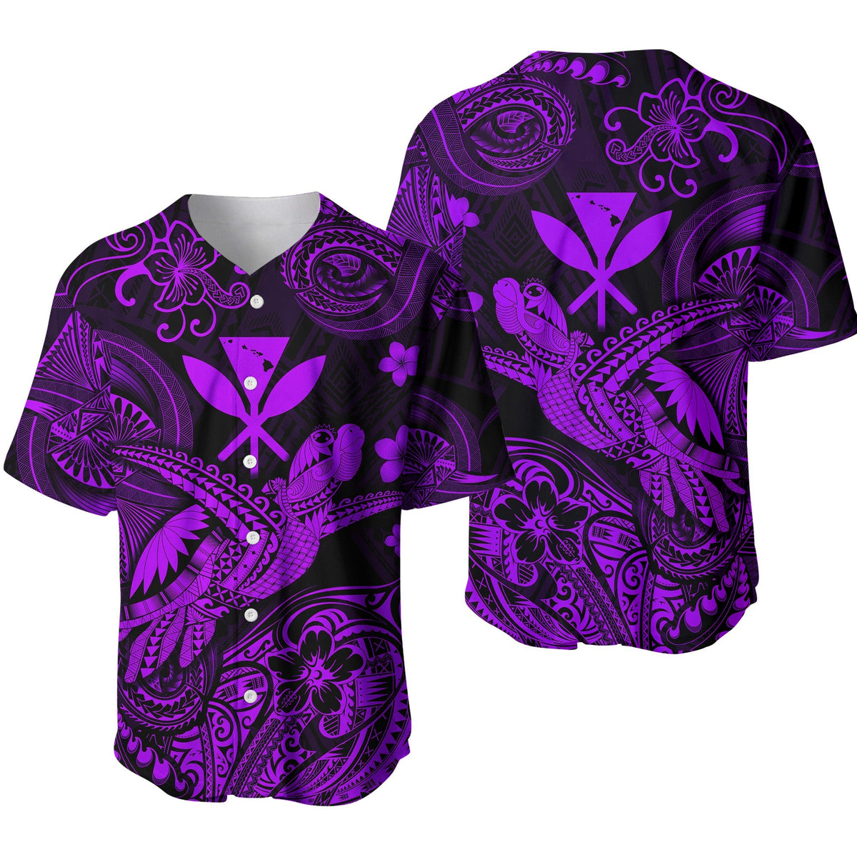 Hawaii Turtle Map Polynesian Baseball Jersey Kanaka Maoli Unique Style - Purple LT8 - Wonder Print Shop