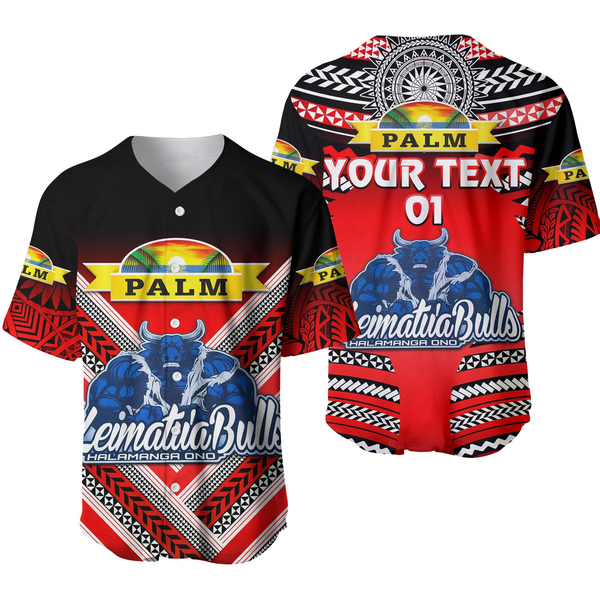 (Custom Personalised) Mate Ma'a Tonga Baseball Jersey Leimatu'a Bulls Creative Style - Red, Custom Text And Number LT8 - Wonder Print Shop