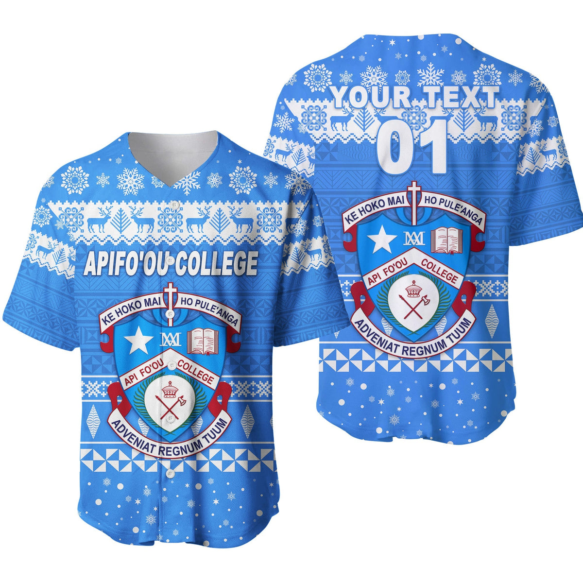 (Custom Personalised) Apifo'ou College Christmas Baseball Jersey Simple Style LT8 - Wonder Print Shop