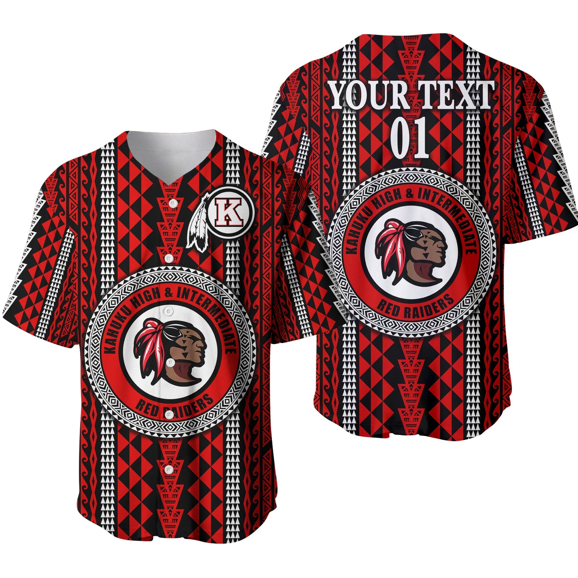 custom-personalised-hawaii-kahuku-school-baseball-jersey-red-raiders-simple-style