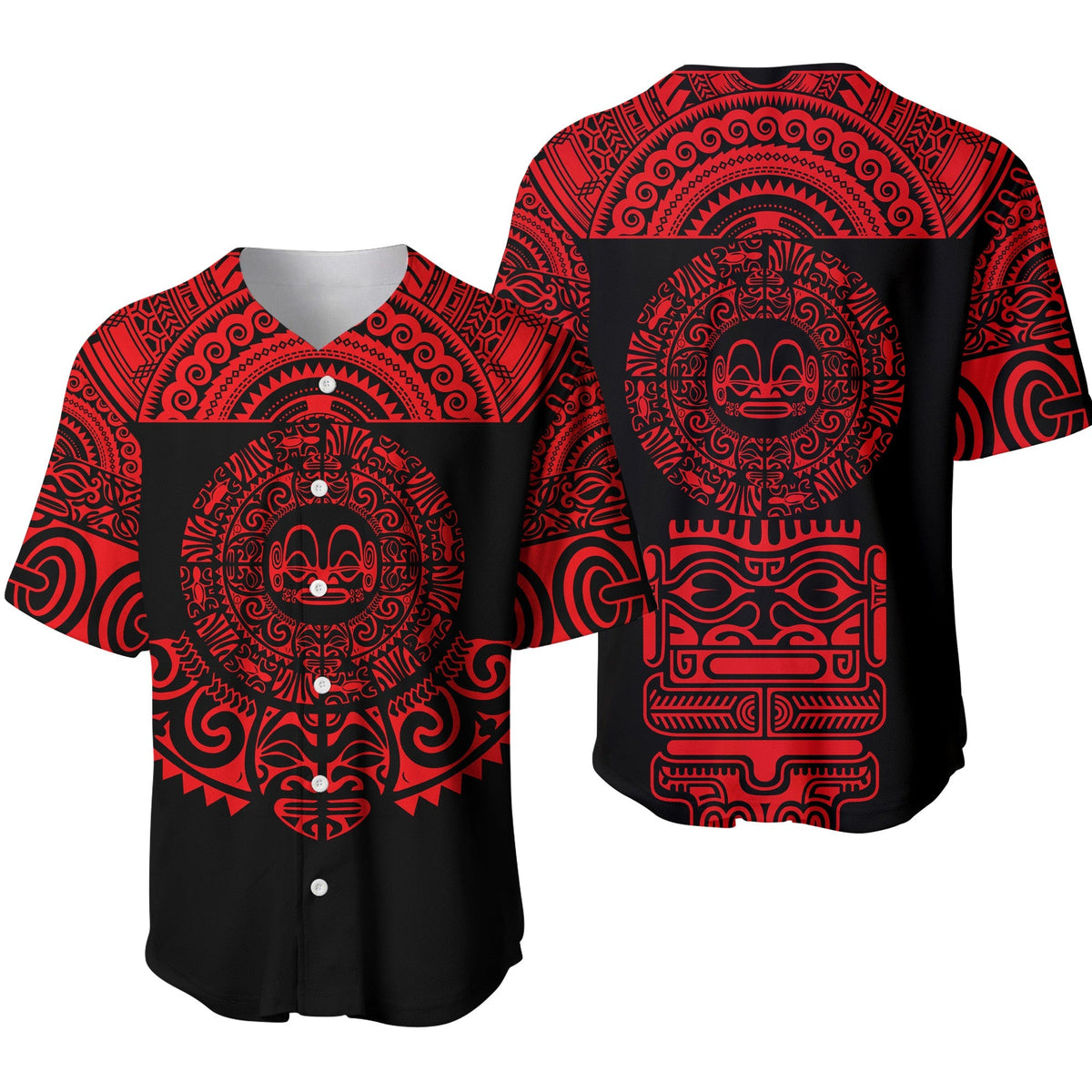 Marquesas Islands Baseball Jersey Marquesan Tattoo Simplified Version - Red LT8 - Wonder Print Shop