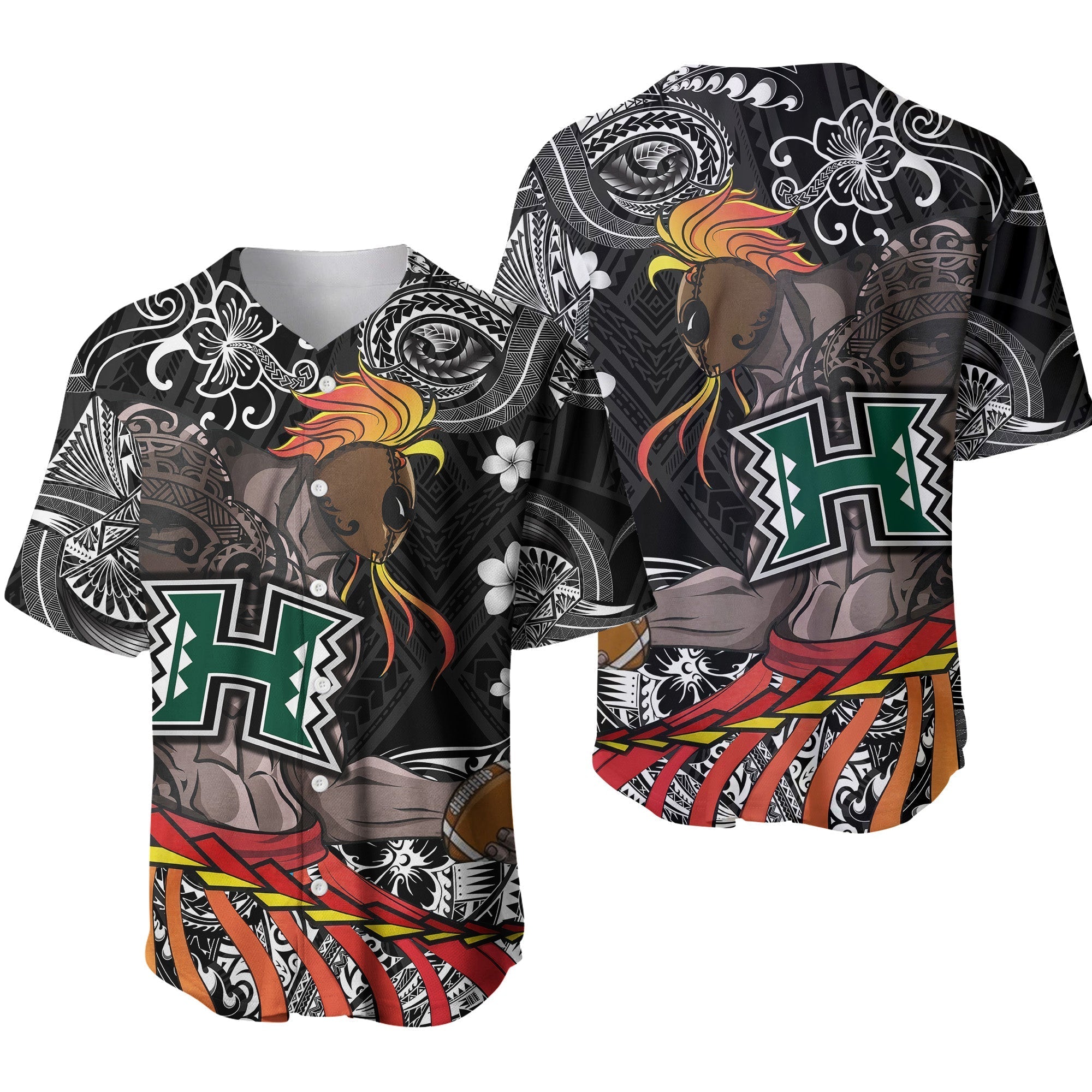 Hawaii Warriors Polynesian Baseball Jersey Unique Style - Black LT8 - Wonder Print Shop