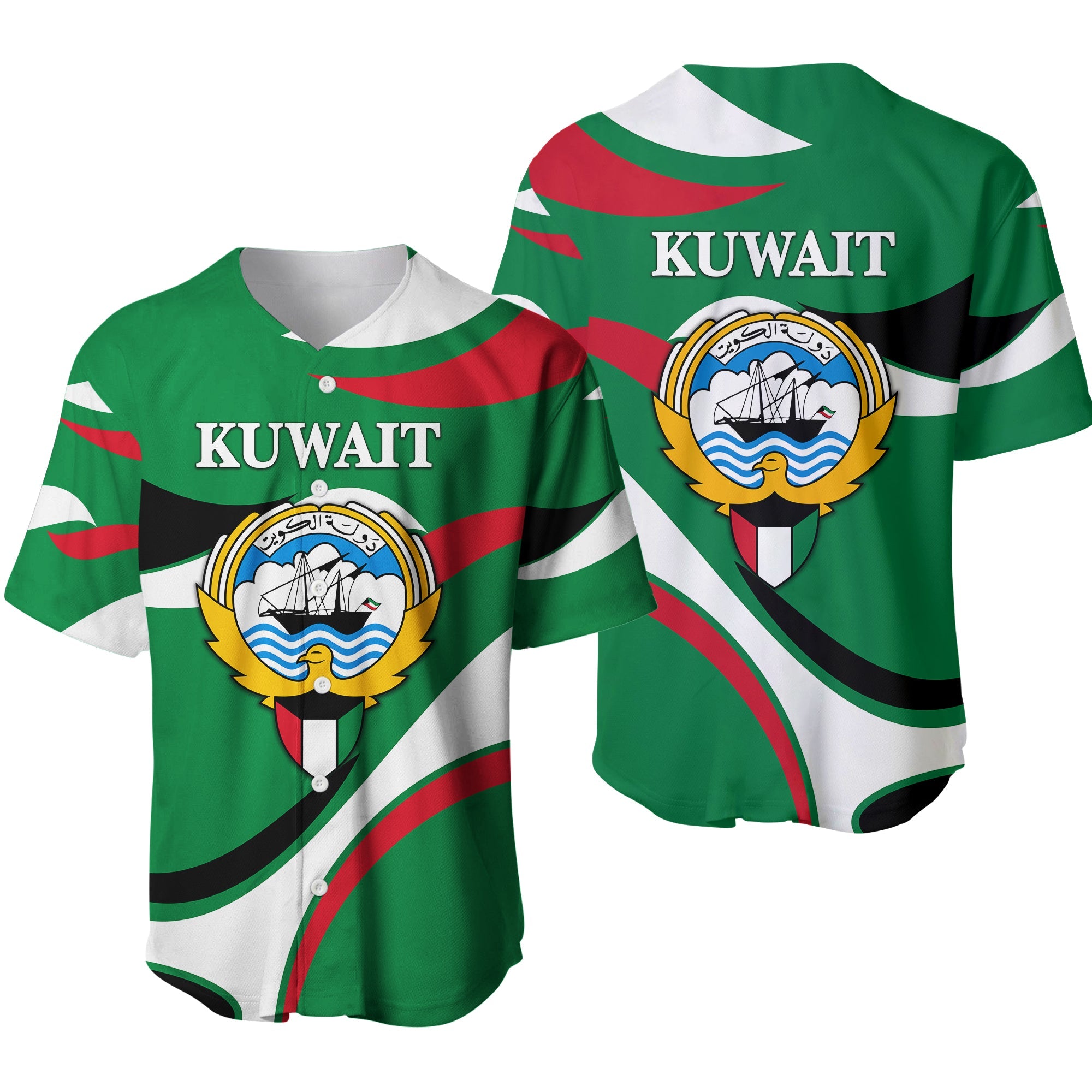 Kuwait Baseball Jersey Sporty Style - Green LT8 - Wonder Print Shop