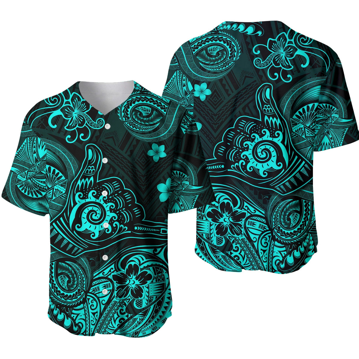 Hawaii Shaka Polynesian Baseball Jersey Unique Style - Turquoise LT8 - Wonder Print Shop