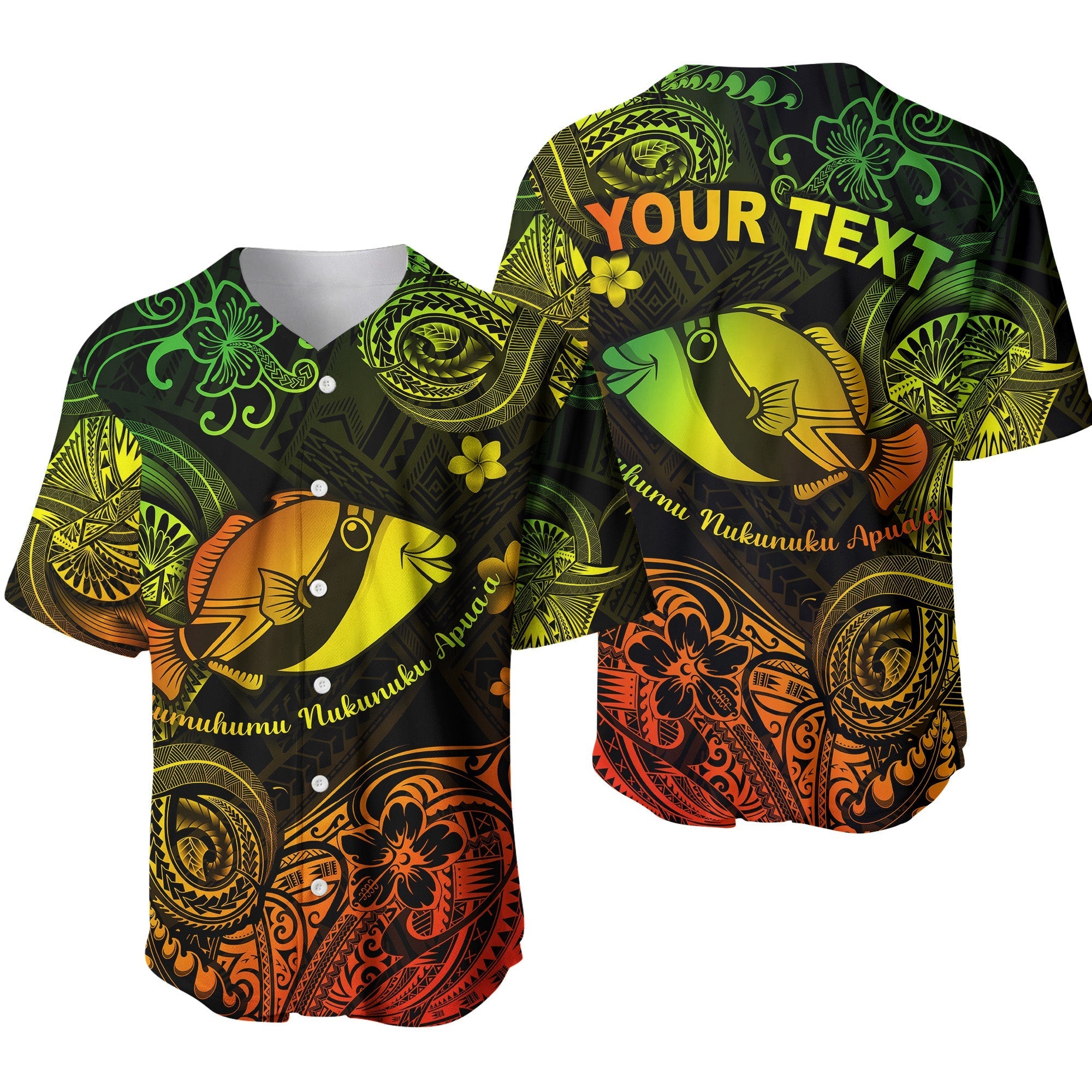 (Custom Personalised) Hawaii State Fish: Humuhumu Nukunuku Apua'a Polynesian Baseball Jersey Unique Style - Reggae LT8 - Wonder Print Shop