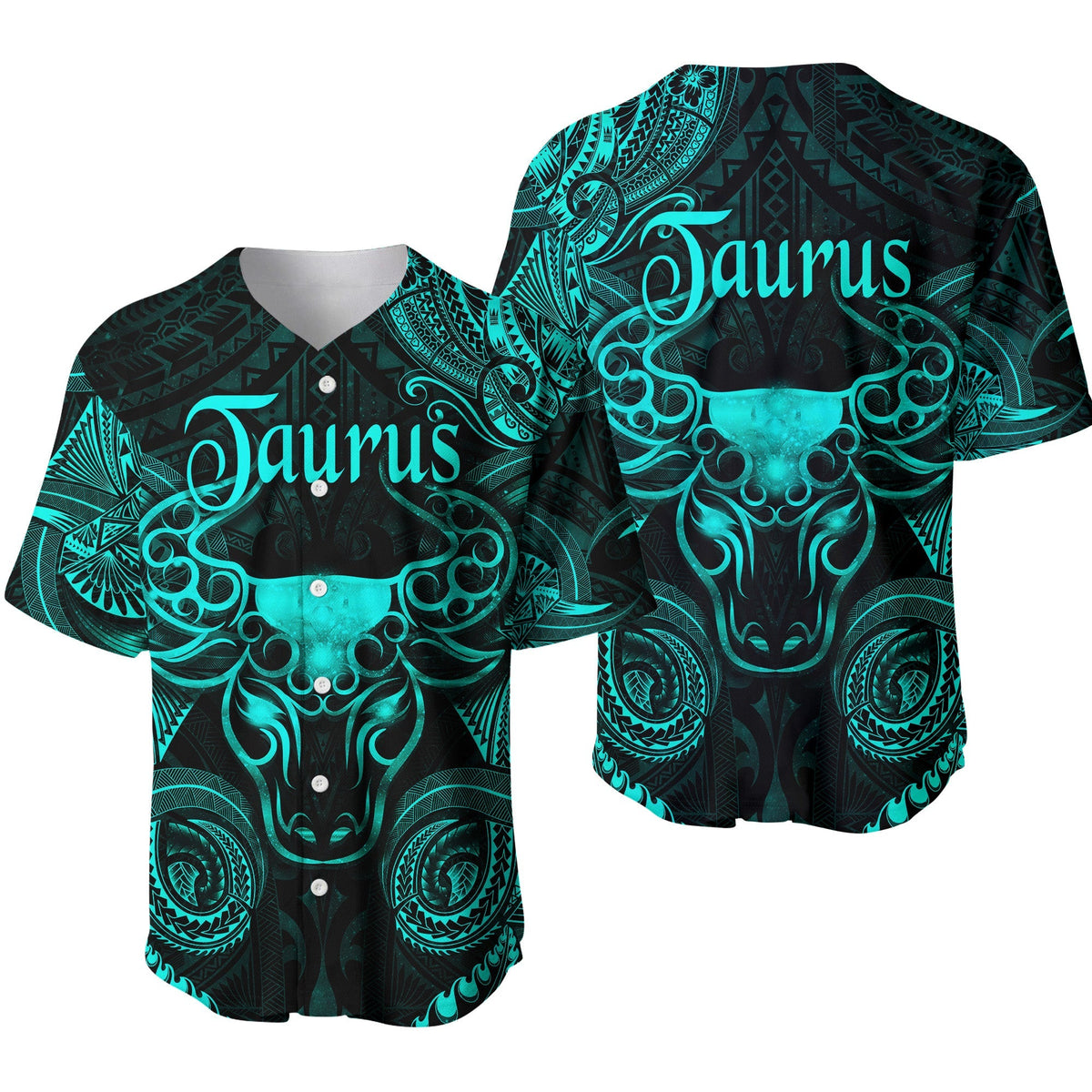 Taurus Zodiac Polynesian Baseball Jersey Unique Style Turquoise LT8 - Wonder Print Shop