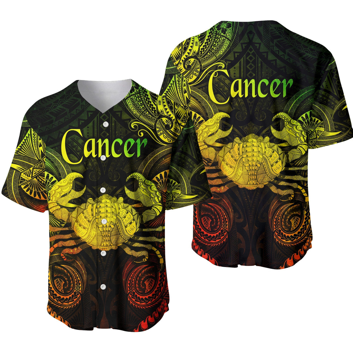 Cancer Zodiac Polynesian Baseball Jersey Unique Style - Reggae LT8 - Wonder Print Shop