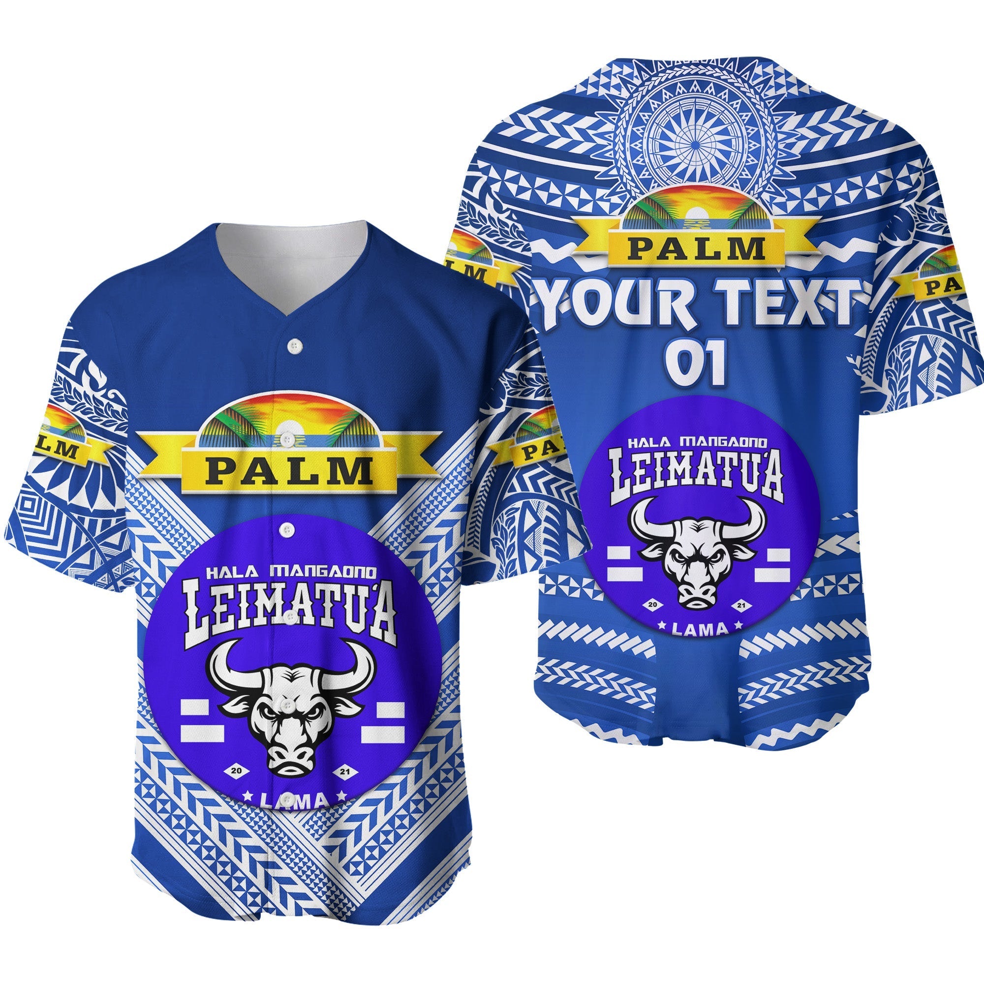 (Custom Personalised) Mate Ma'a Tonga Baseball Jersey Leimatu'a Bulls Creative Style - Blue NO.1, Custom Text And Number LT8 - Wonder Print Shop