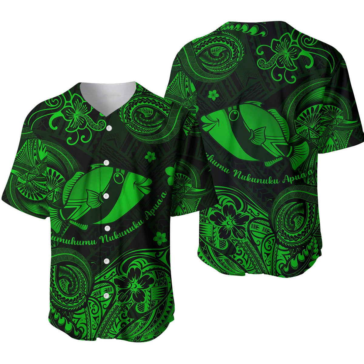 Hawaii State Fish: Humuhumu Nukunuku Apua'a Polynesian Baseball Jersey Unique Style - Green LT8 - Wonder Print Shop